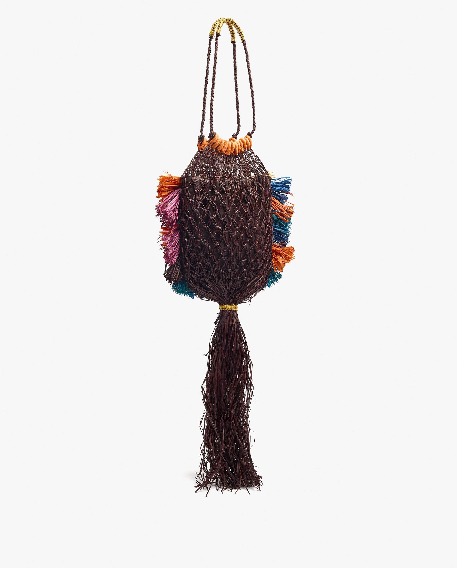 Bolso de hombro con borlas decorativas y flecos en liso - Parfois - Multicolor Multicolor-4