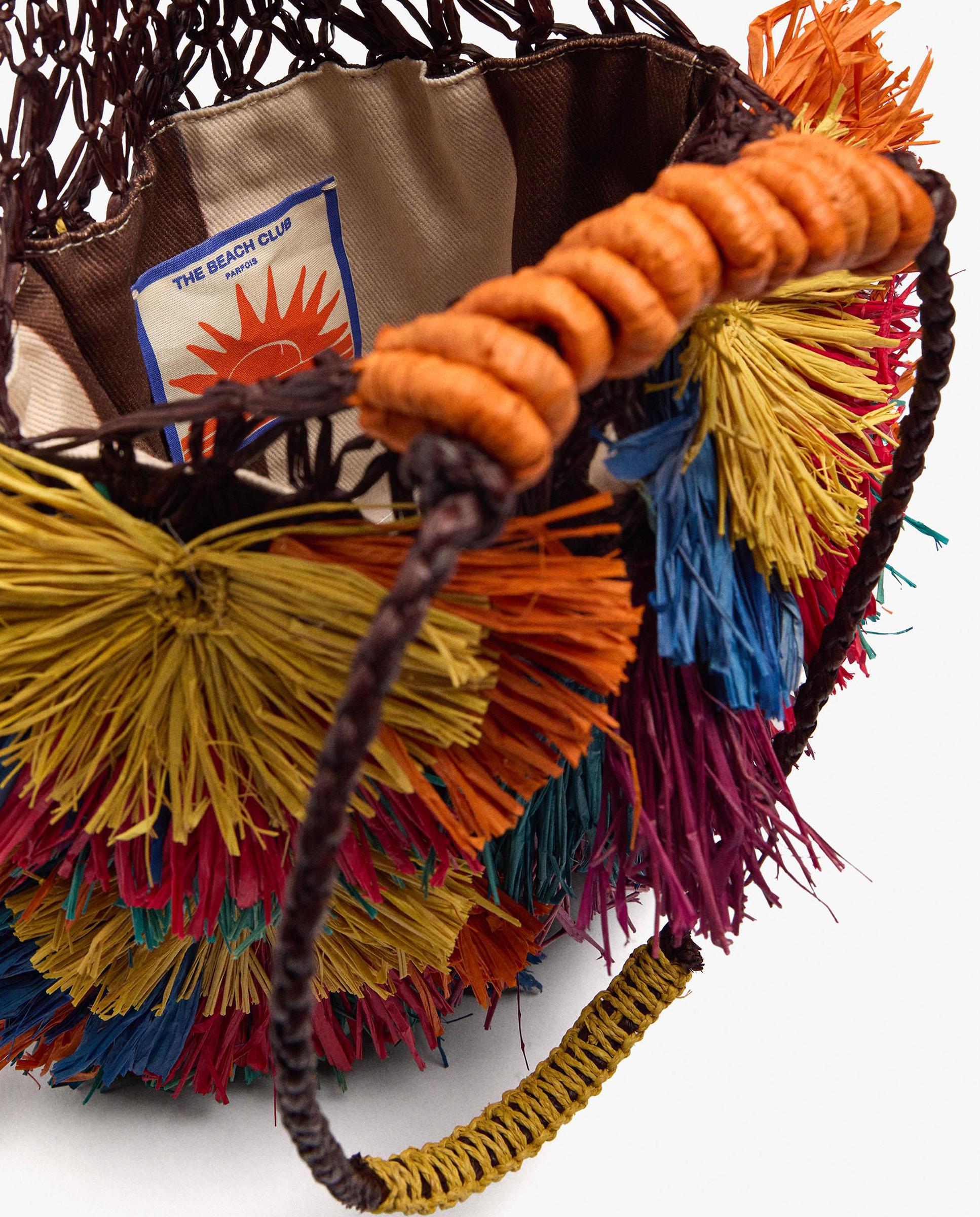 Bolso de hombro con borlas decorativas y flecos en liso - Parfois - Multicolor Multicolor-3