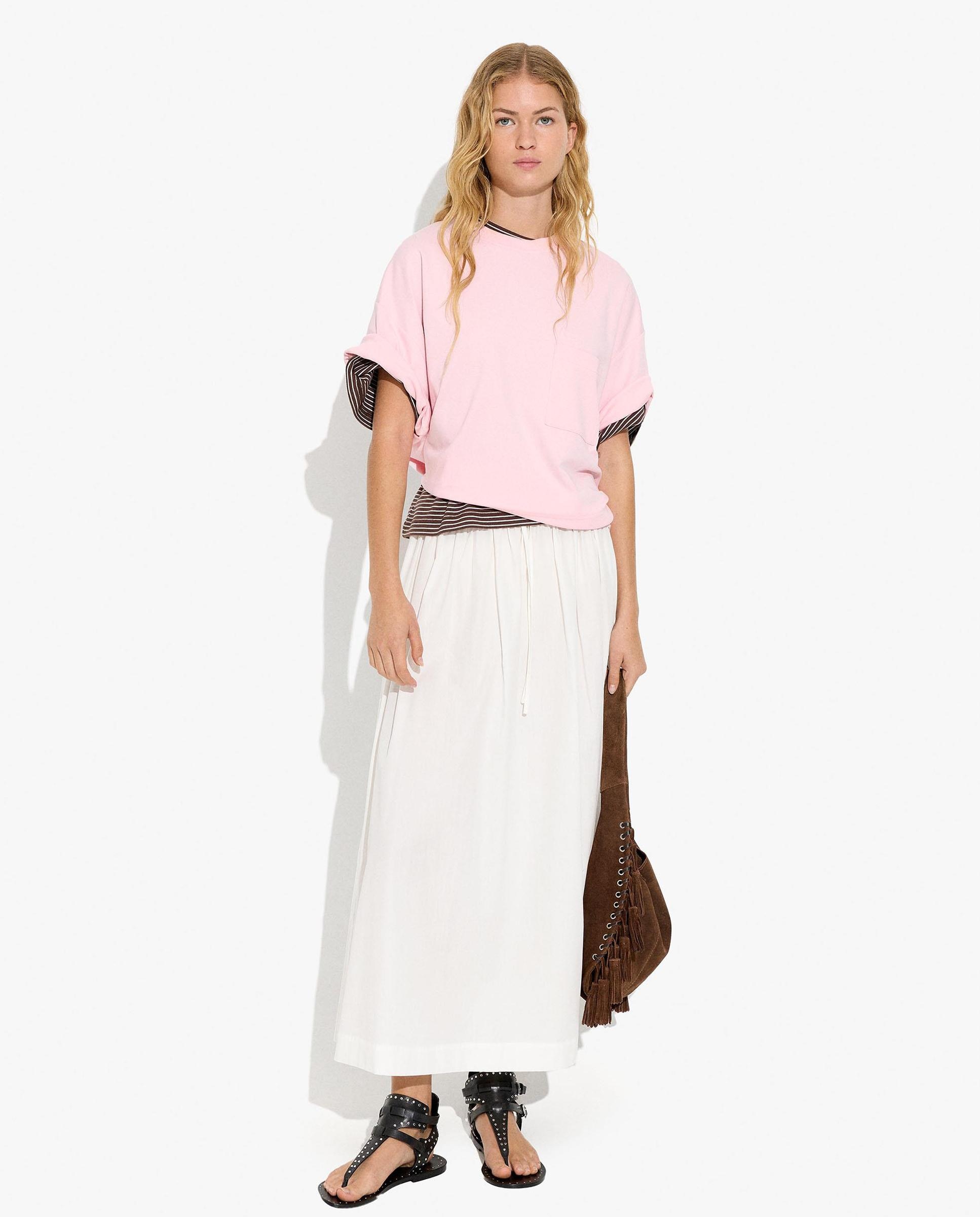 Camiseta de mujer 100% algodón de manga corta en liso - Parfois - Rosa Rosa-2