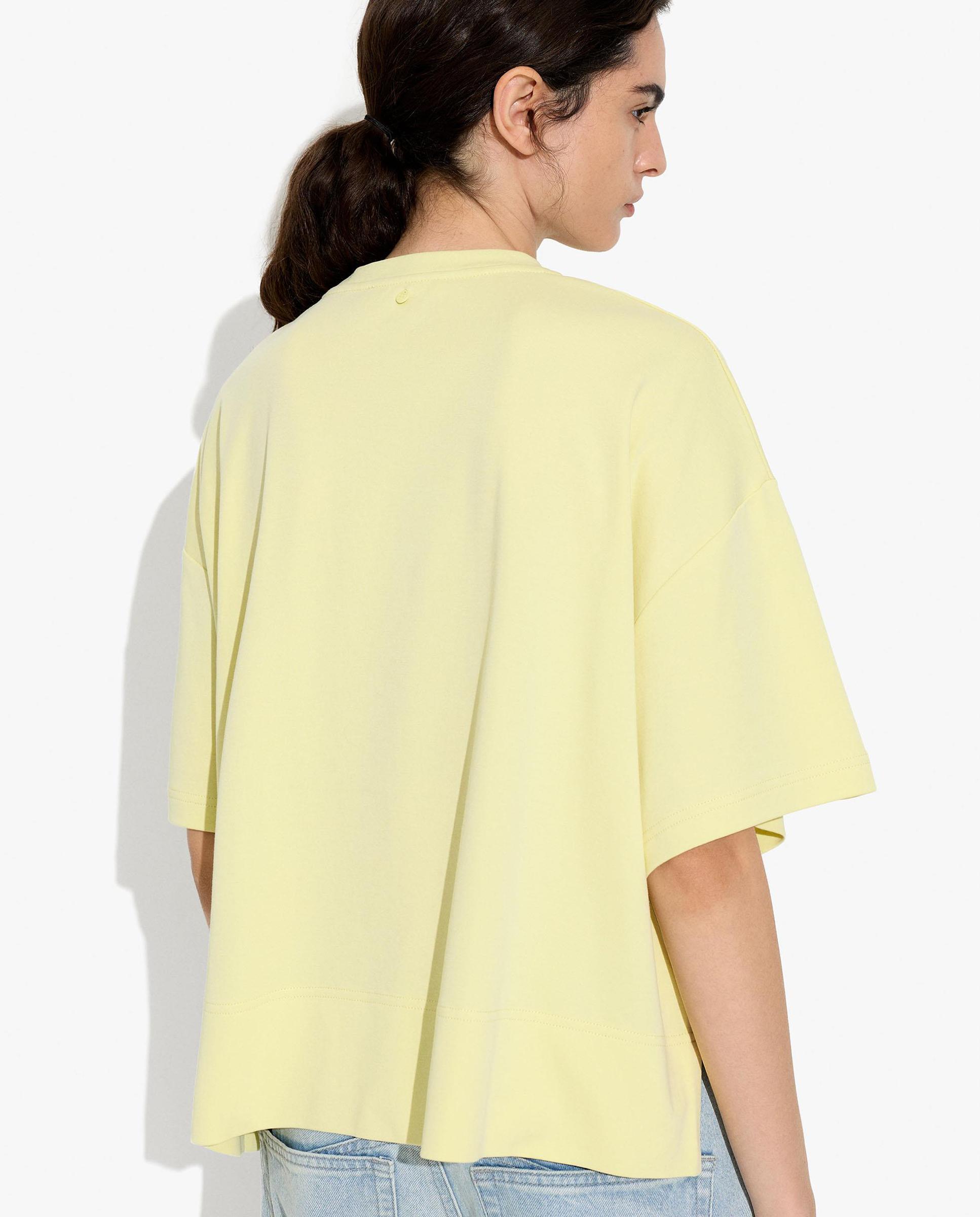 Camiseta de mujer 100% algodón de manga corta con bolsillo decorativo - Parfois - Amarillo Amarillo-3