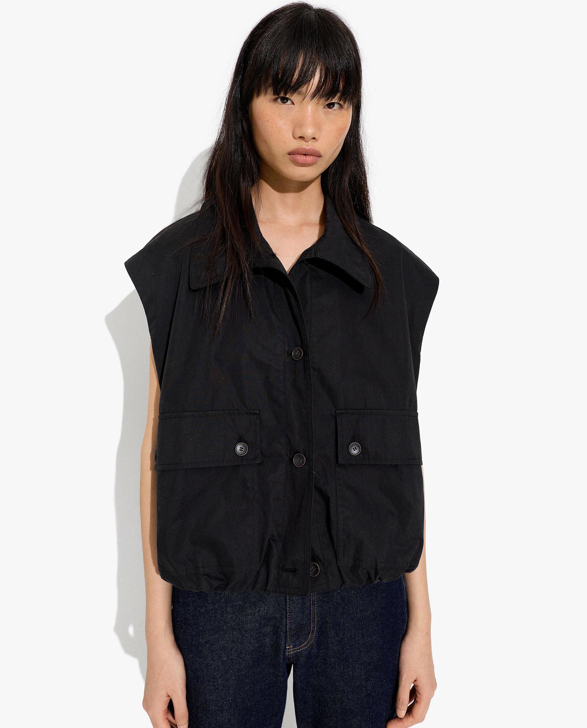 Chaleco de mujer con cuello alto en liso - Parfois - Negro Negro-3