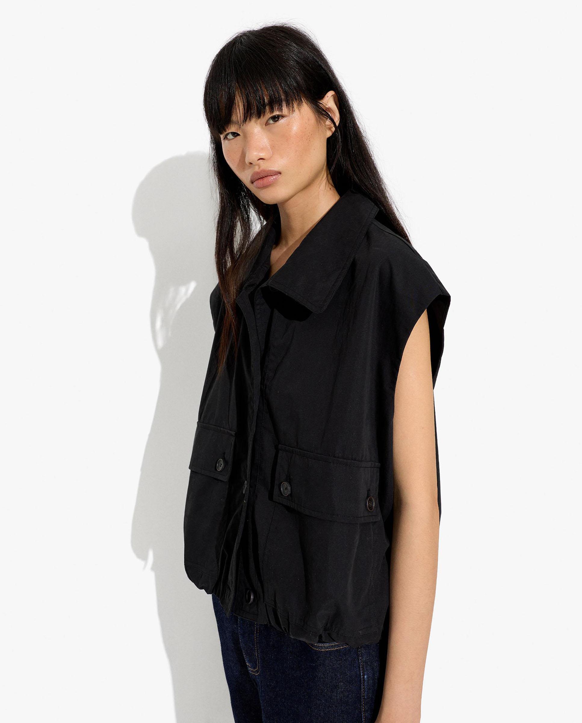 Chaleco de mujer con cuello alto en liso - Parfois - Negro Negro-4