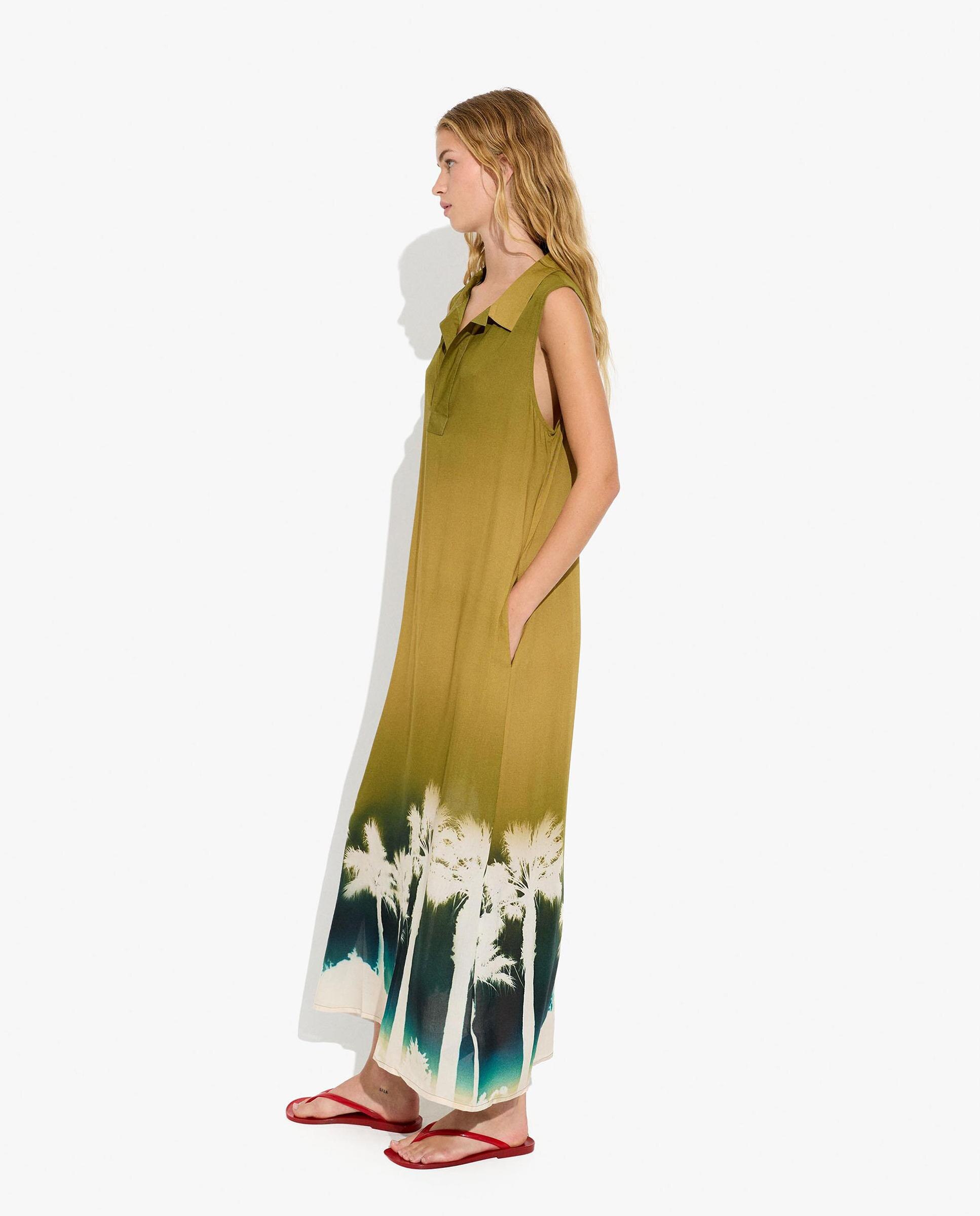 Vestido largo 100% modal camisero con dibujo frontal - Parfois - Multicolor Multicolor-2