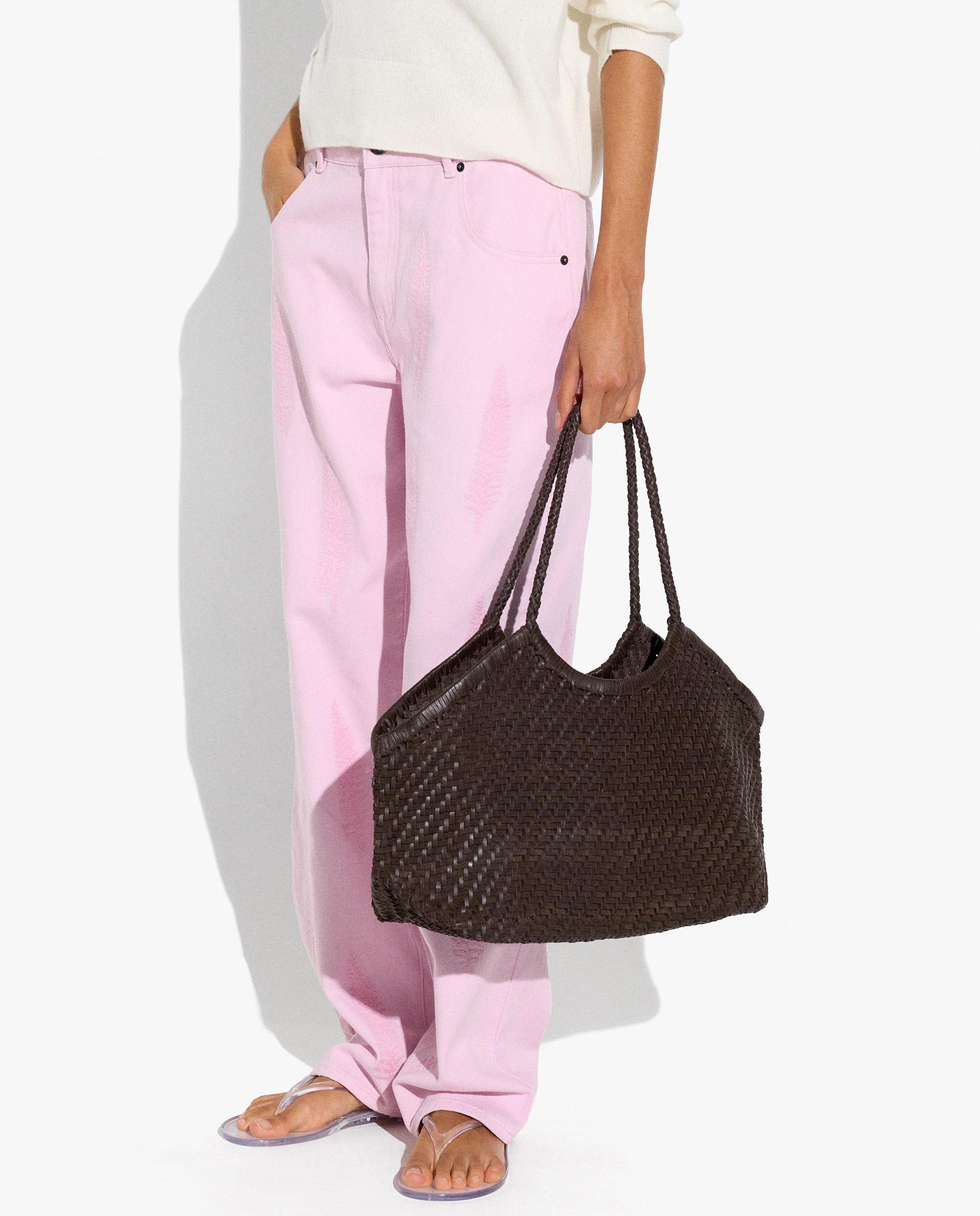 Shopper 100% piel trenzado en liso - Parfois - Marrón oscuro Marrón oscuro-2
