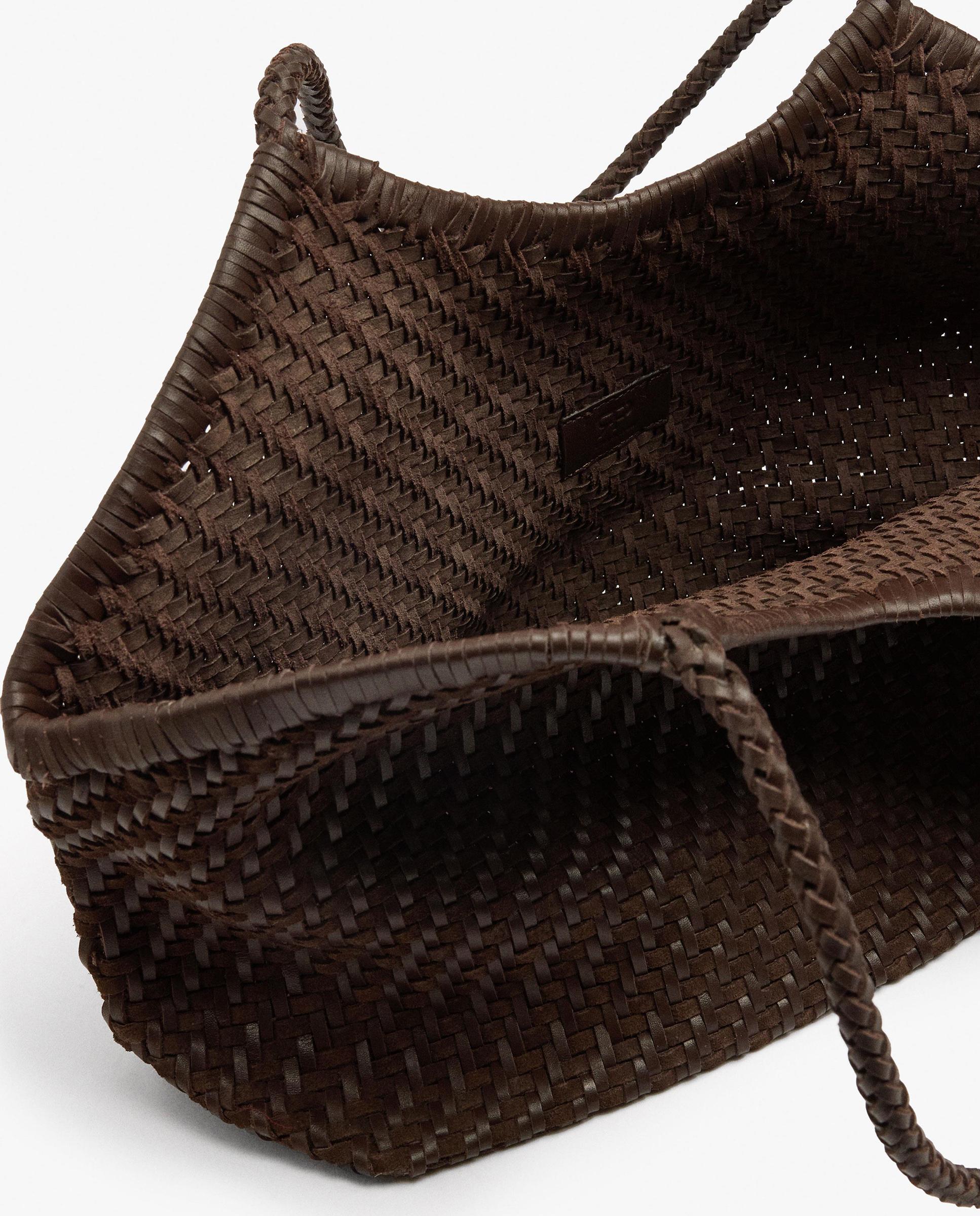 Shopper 100% piel trenzado en liso - Parfois - Marrón oscuro Marrón oscuro-6
