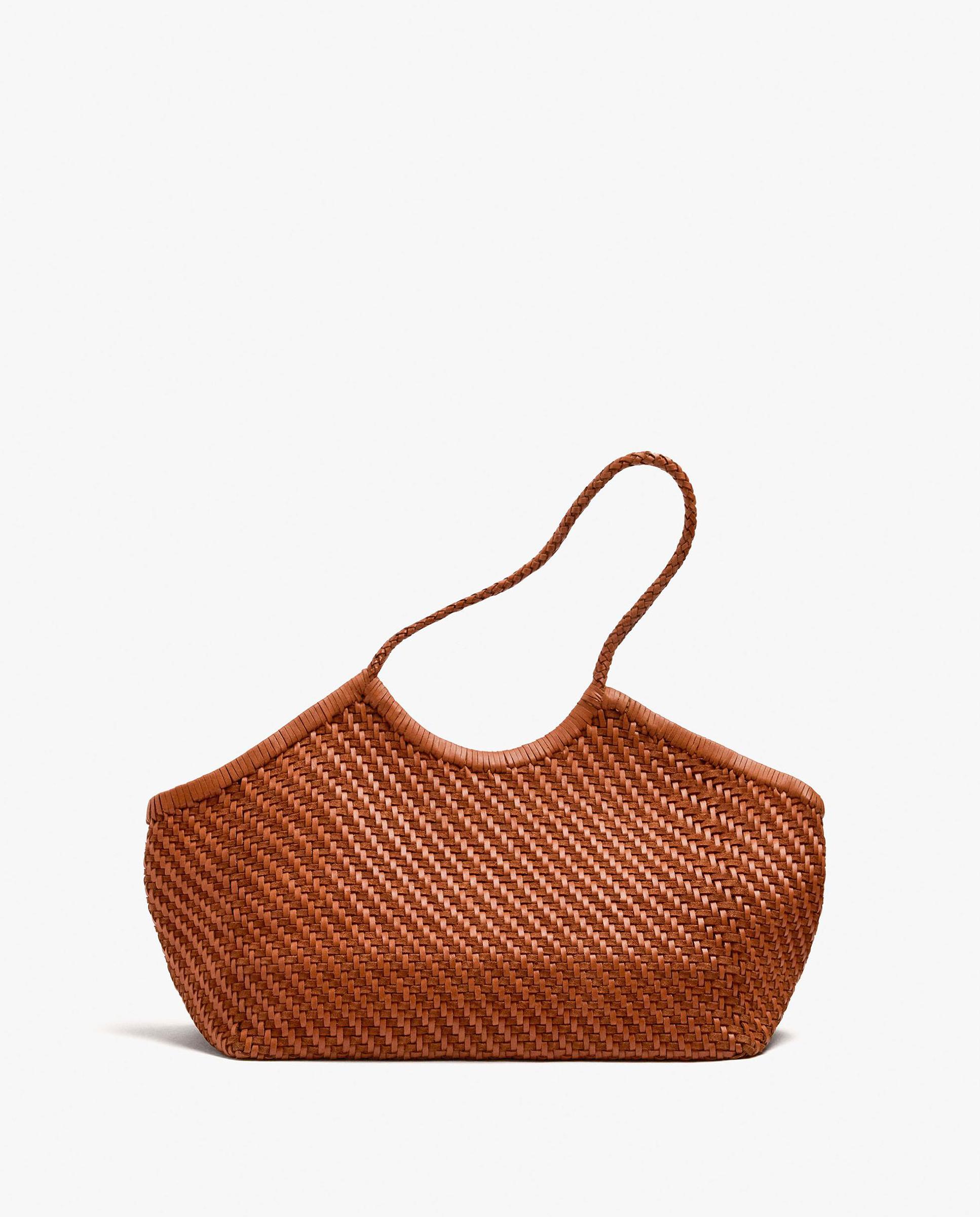Shopper 100% piel trenzada en liso - Parfois - Teja Teja-6