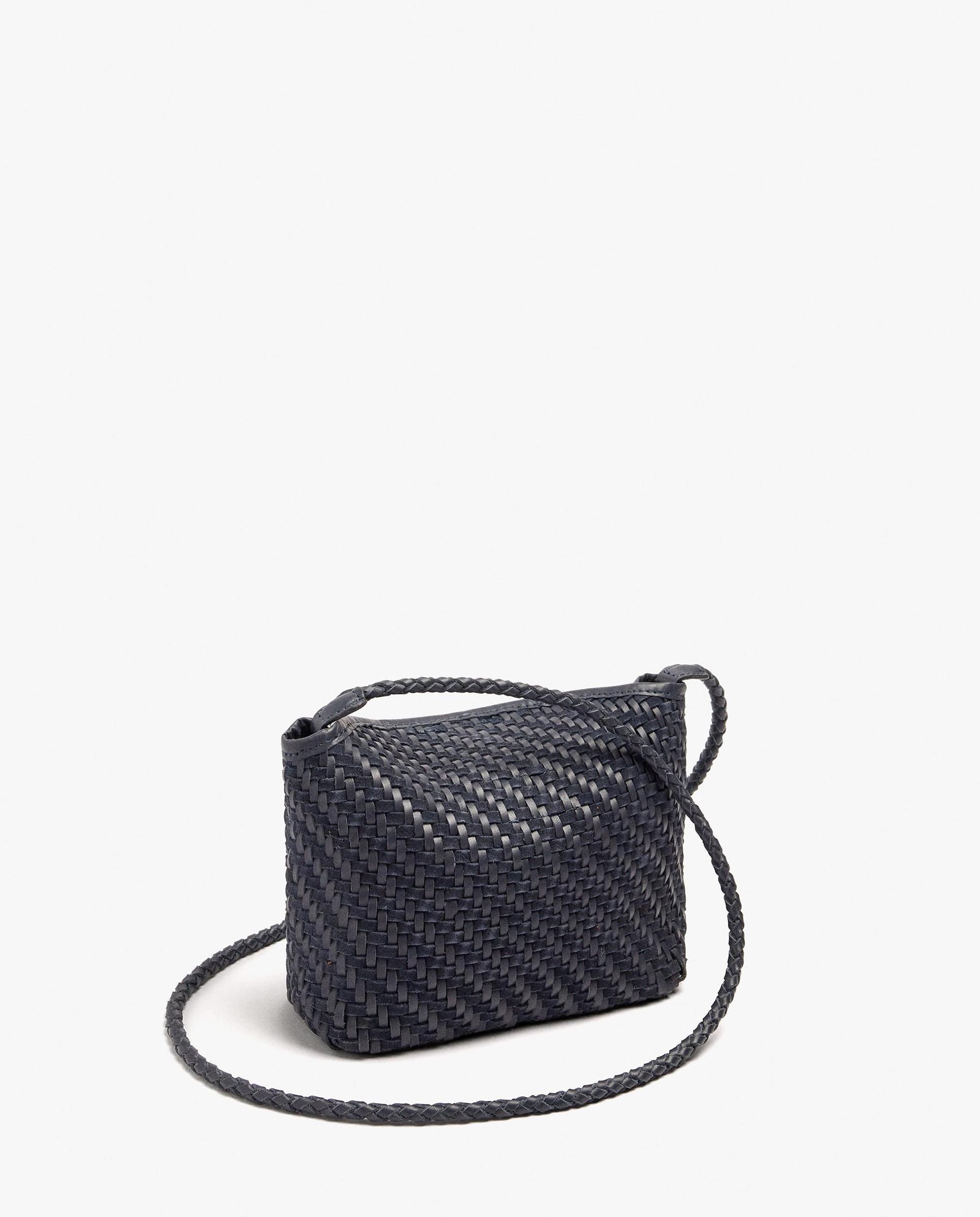 Bandolera de mujer 100% piel trenzada con cierre imantado en liso - Parfois - Azul Azul-4