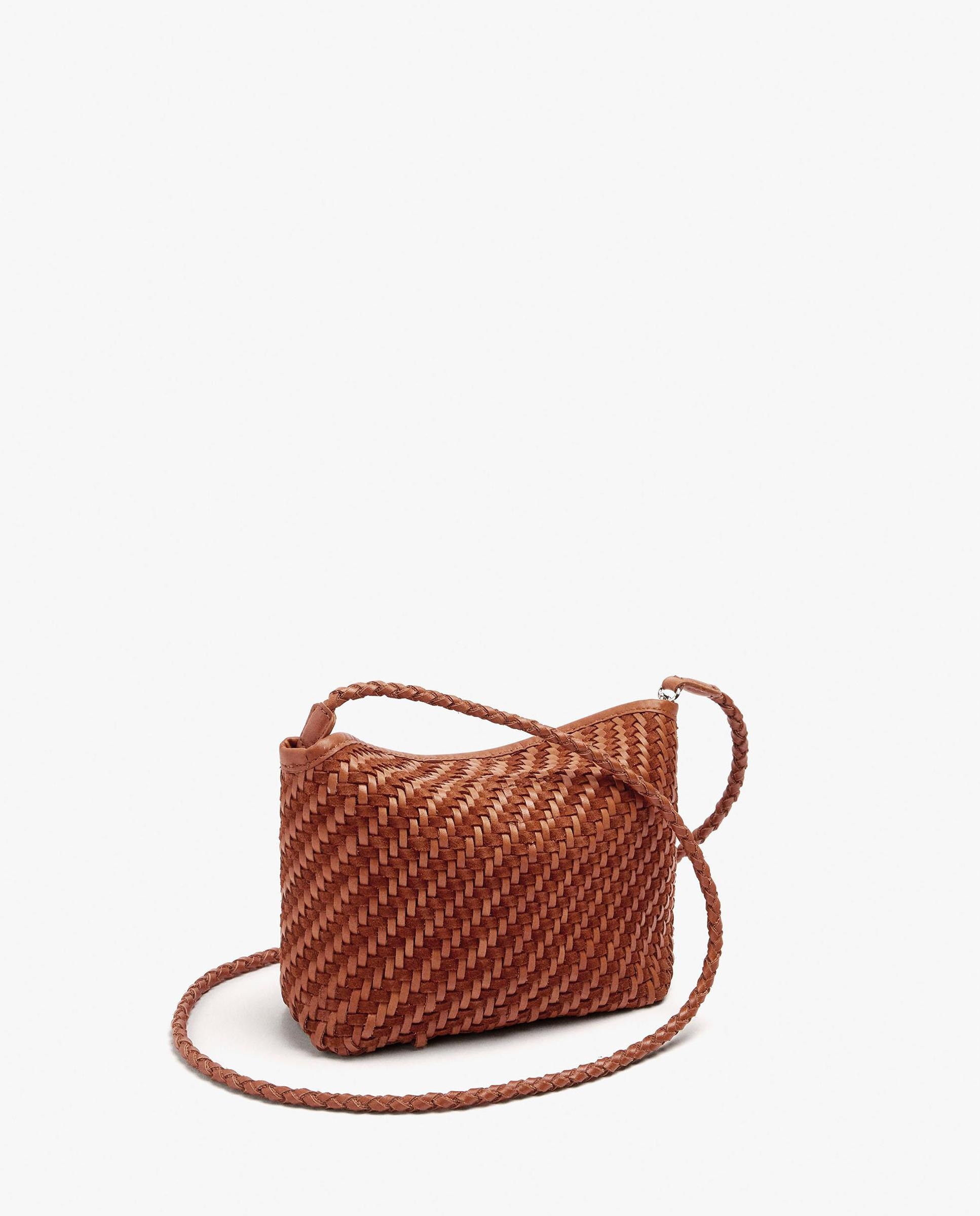 Bandolera de mujer 100% piel trenzada con cierre imantado en liso - Parfois - Teja Teja-4