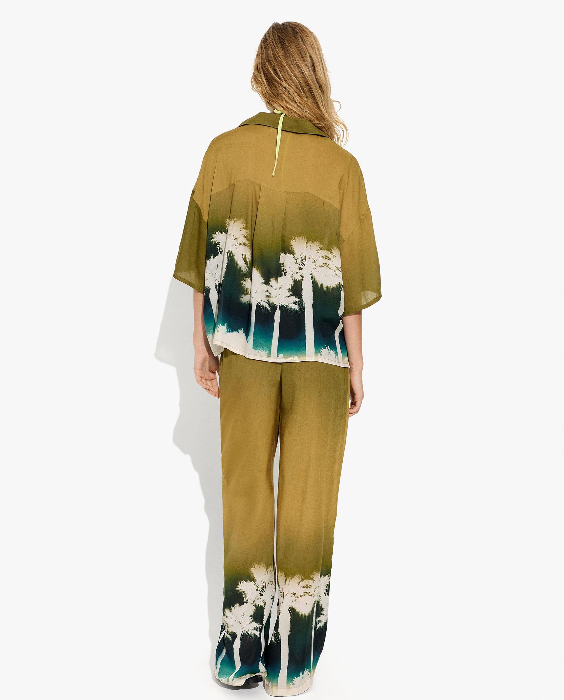 Camisa de mujer de manga corta con estampado de palmeras - Parfois - Multicolor Multicolor-4