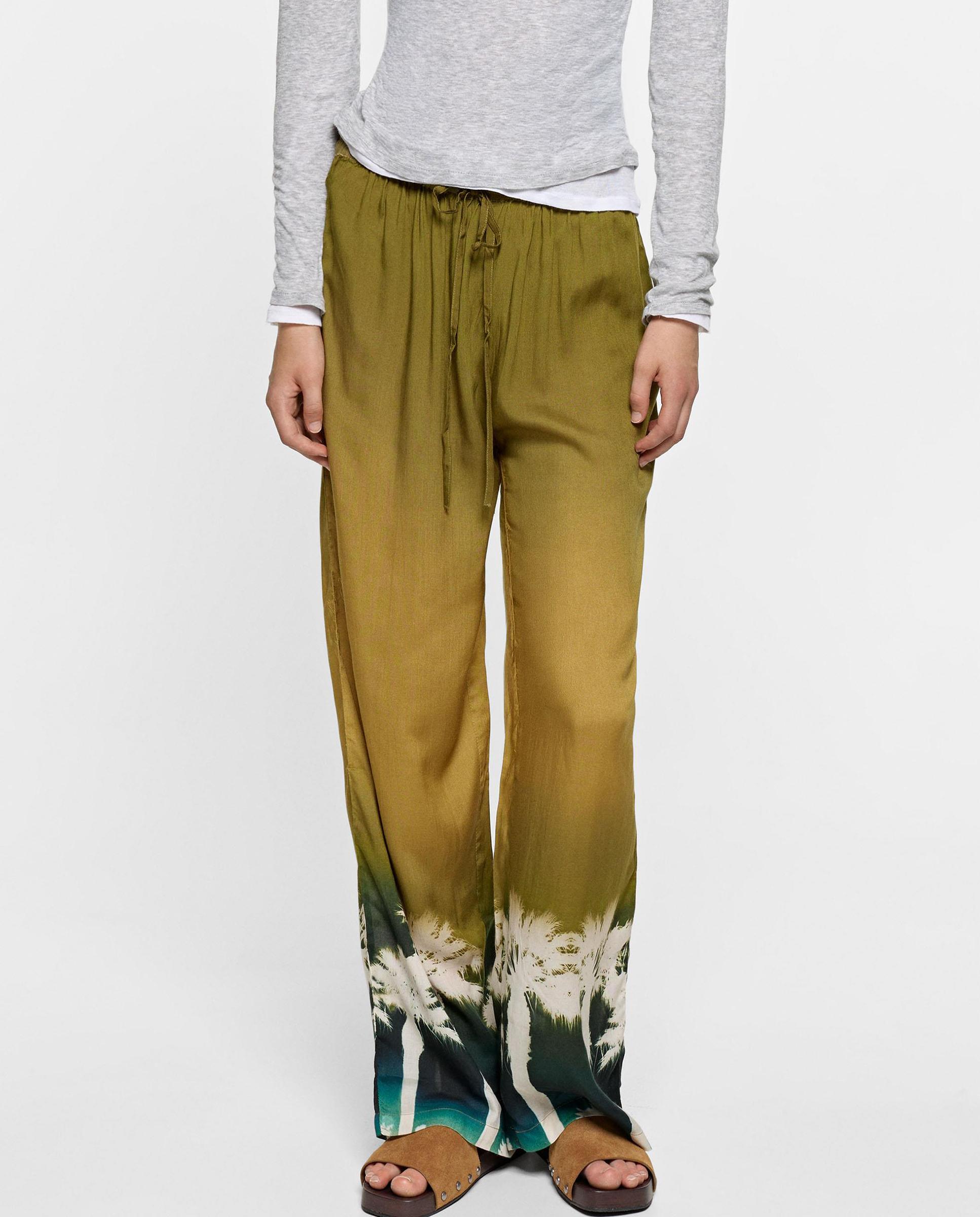 Pantalones anchos de mujer con cordón ajustable y estampados - Parfois - Multicolor Multicolor-2