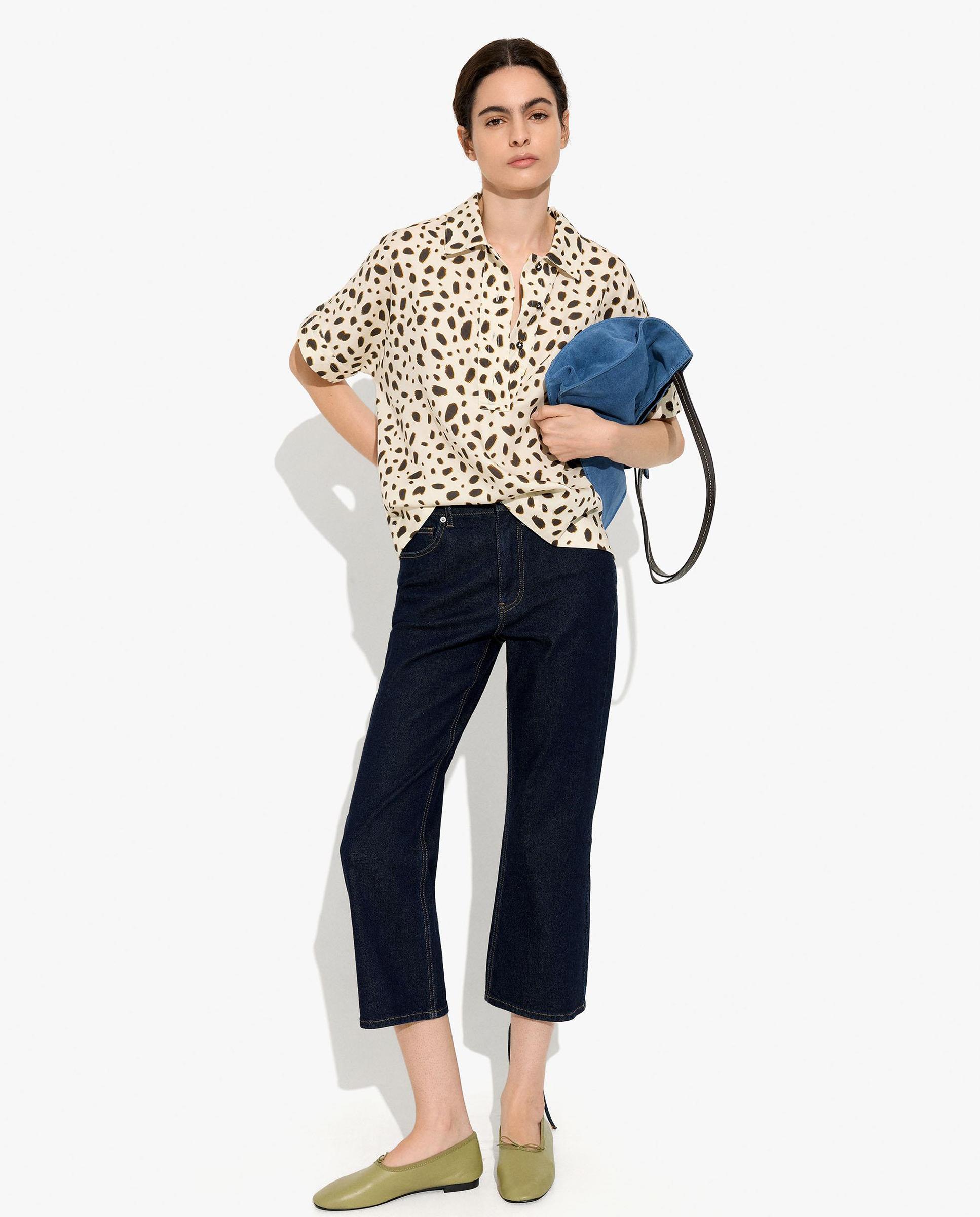 Blusa de mujer 100% liocel de manga corta con estampado animal print - Parfois - Multicolor Multicolor-2