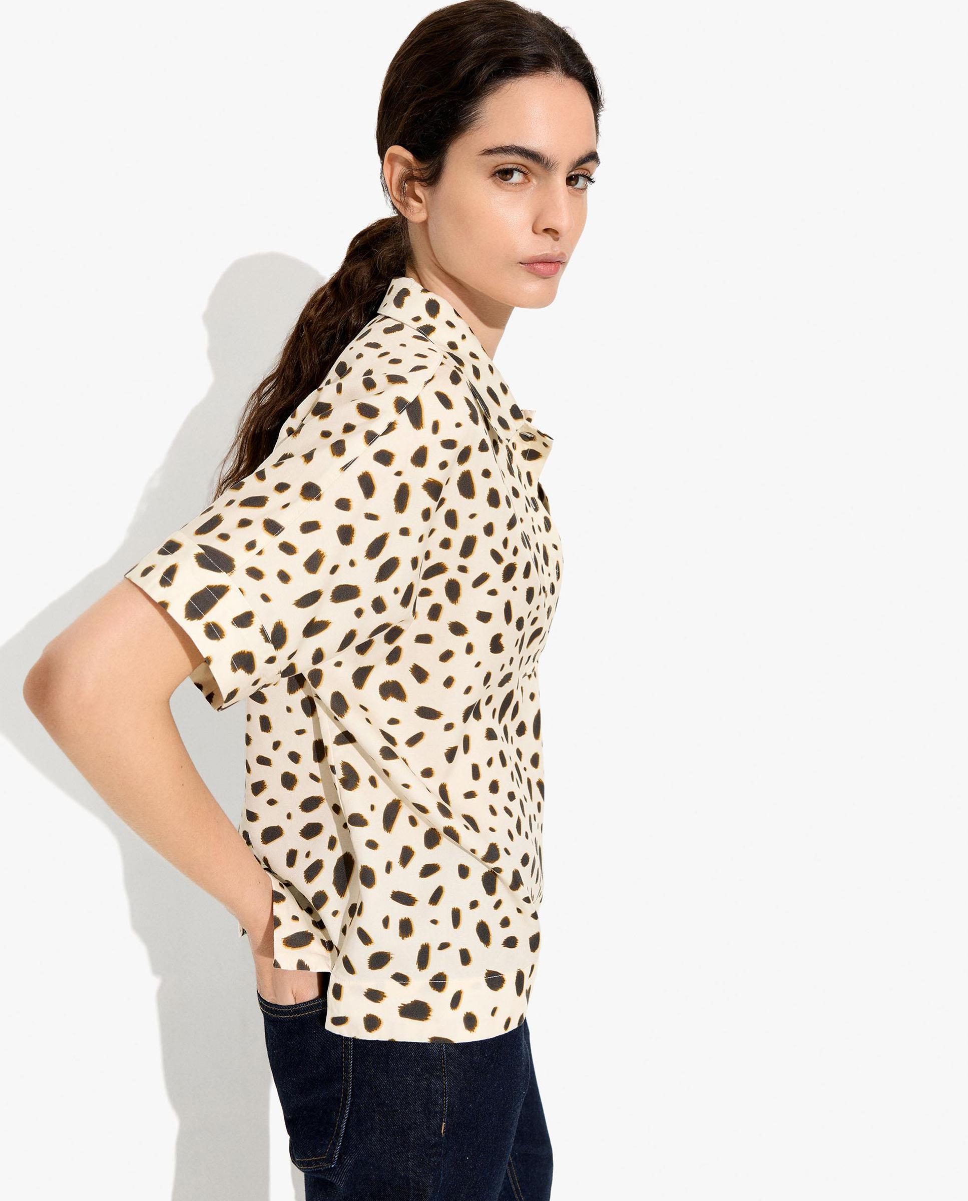 Blusa de mujer 100% liocel de manga corta con estampado animal print - Parfois - Multicolor Multicolor-3
