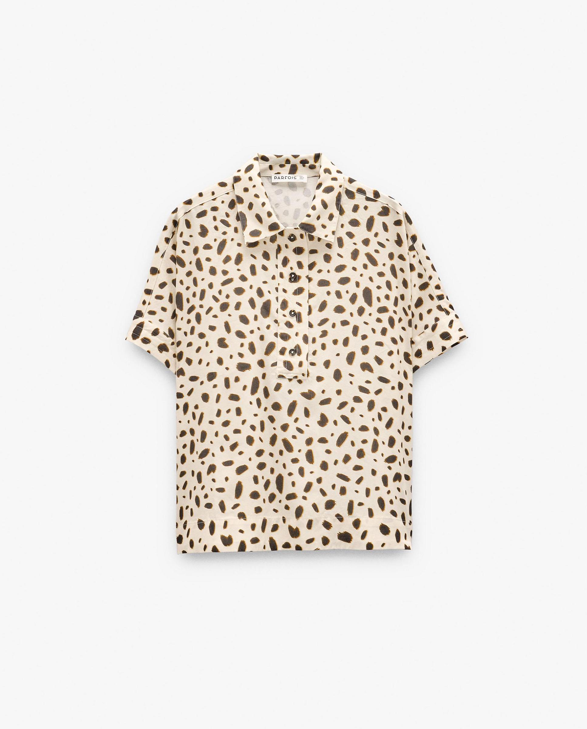 Blusa de mujer 100% liocel de manga corta con estampado animal print - Parfois - Multicolor Multicolor-7