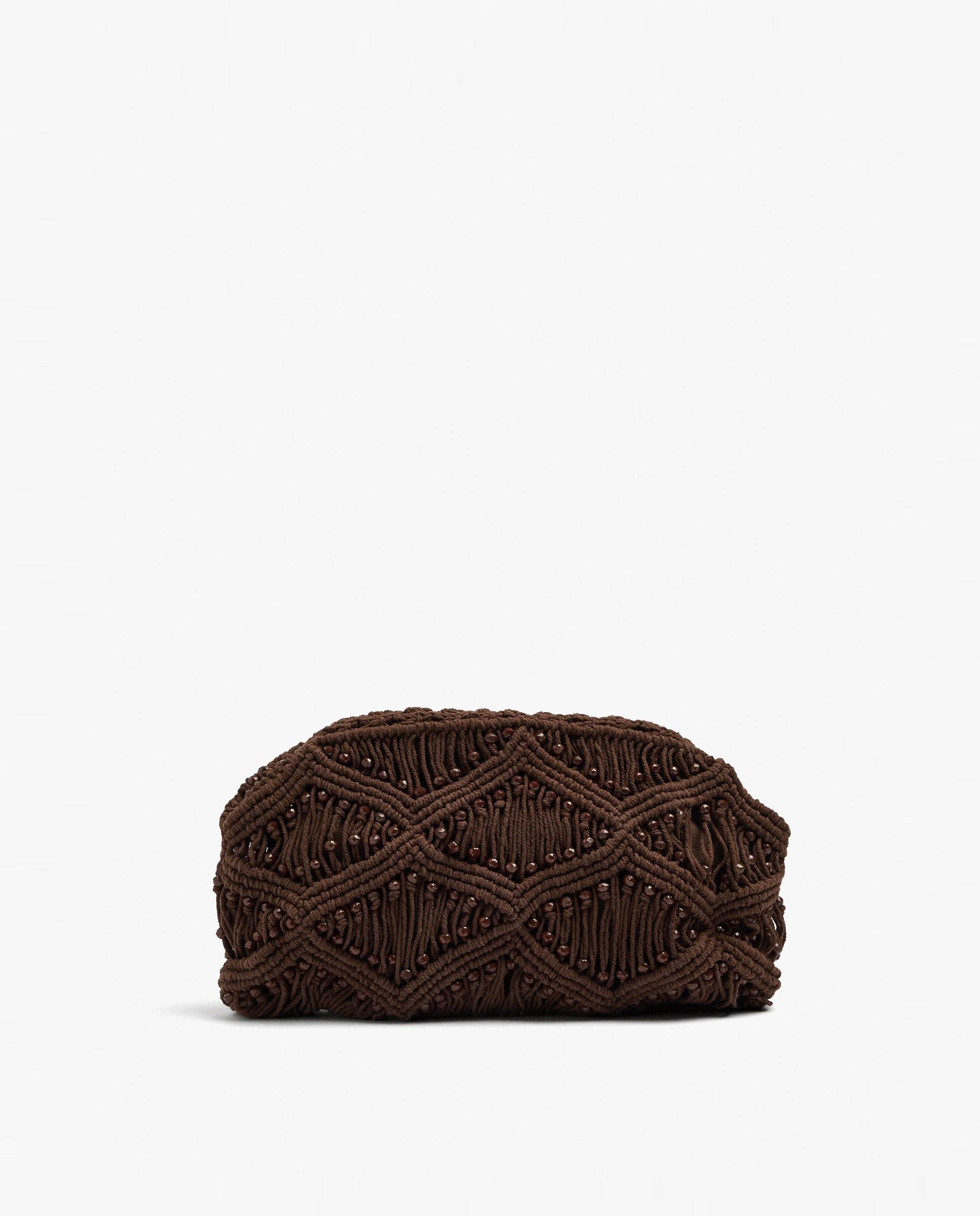 Bolso de mano convertible a bandolera de macramé con cuentas decorativas - Parfois - Marrón Marrón-1