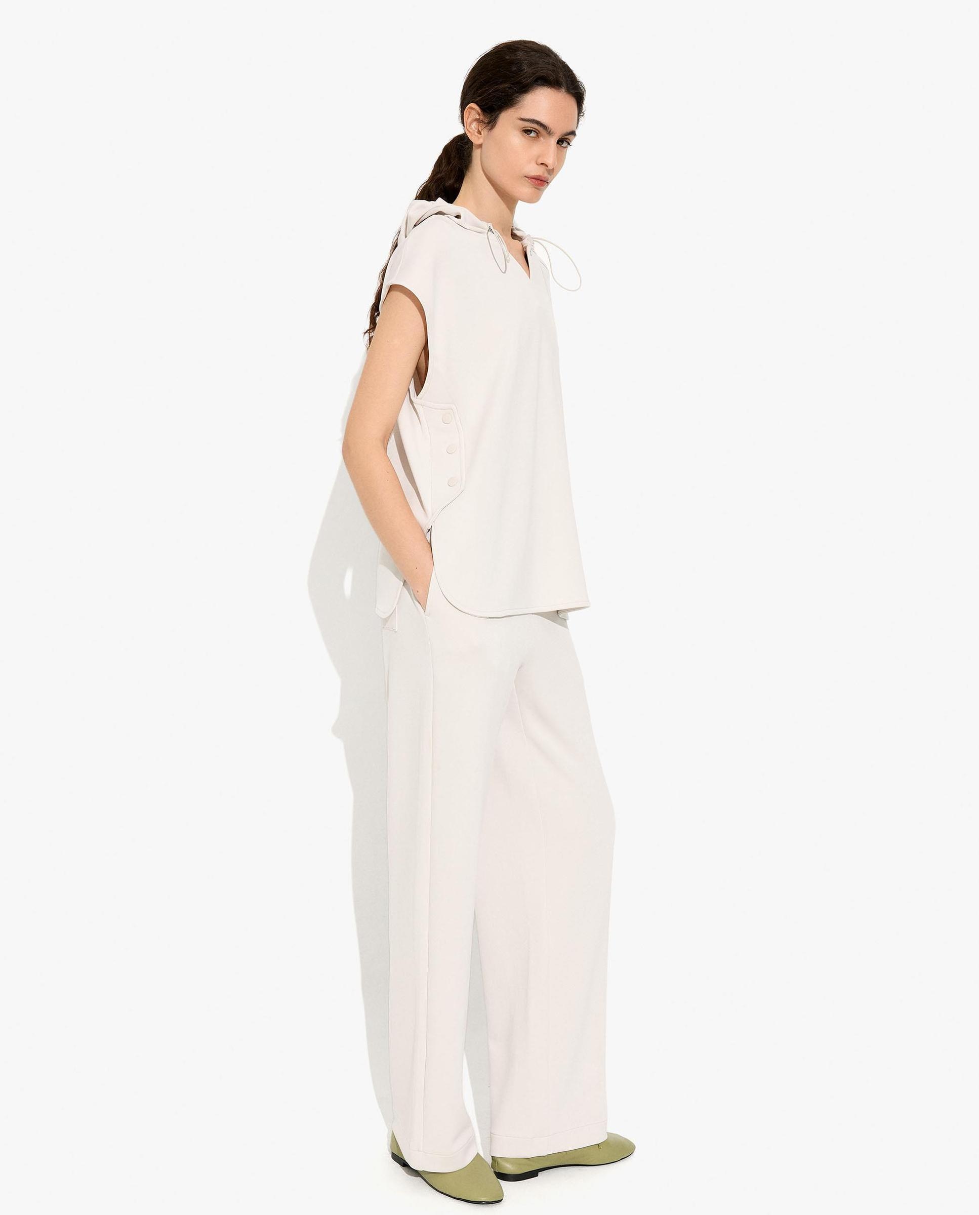 Sudadera de mujer estilo oversize con capucha en liso - Parfois - Blanco Blanco-3