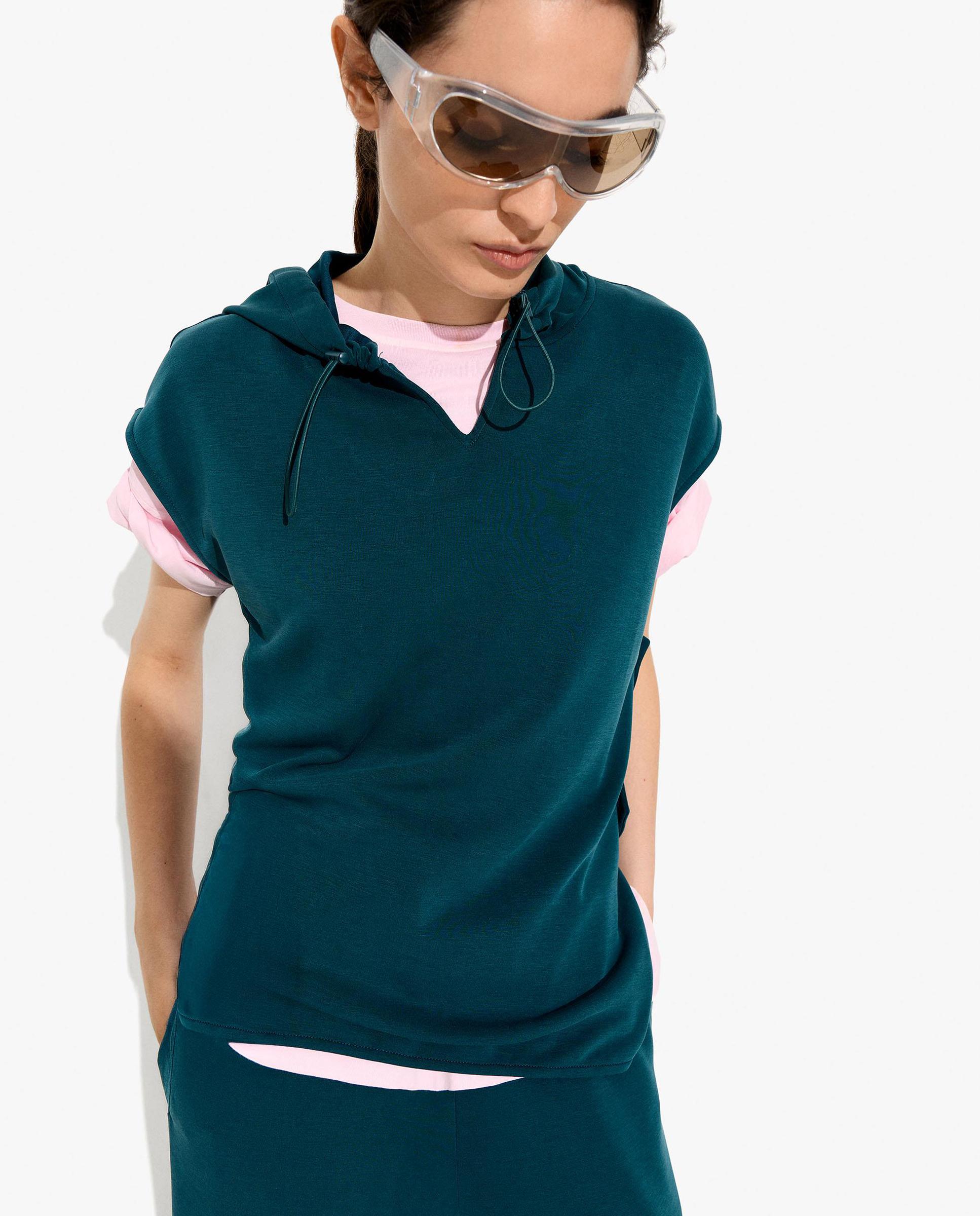 Sudadera de mujer estilo oversize con capucha en liso - Parfois - Azul Azul-1