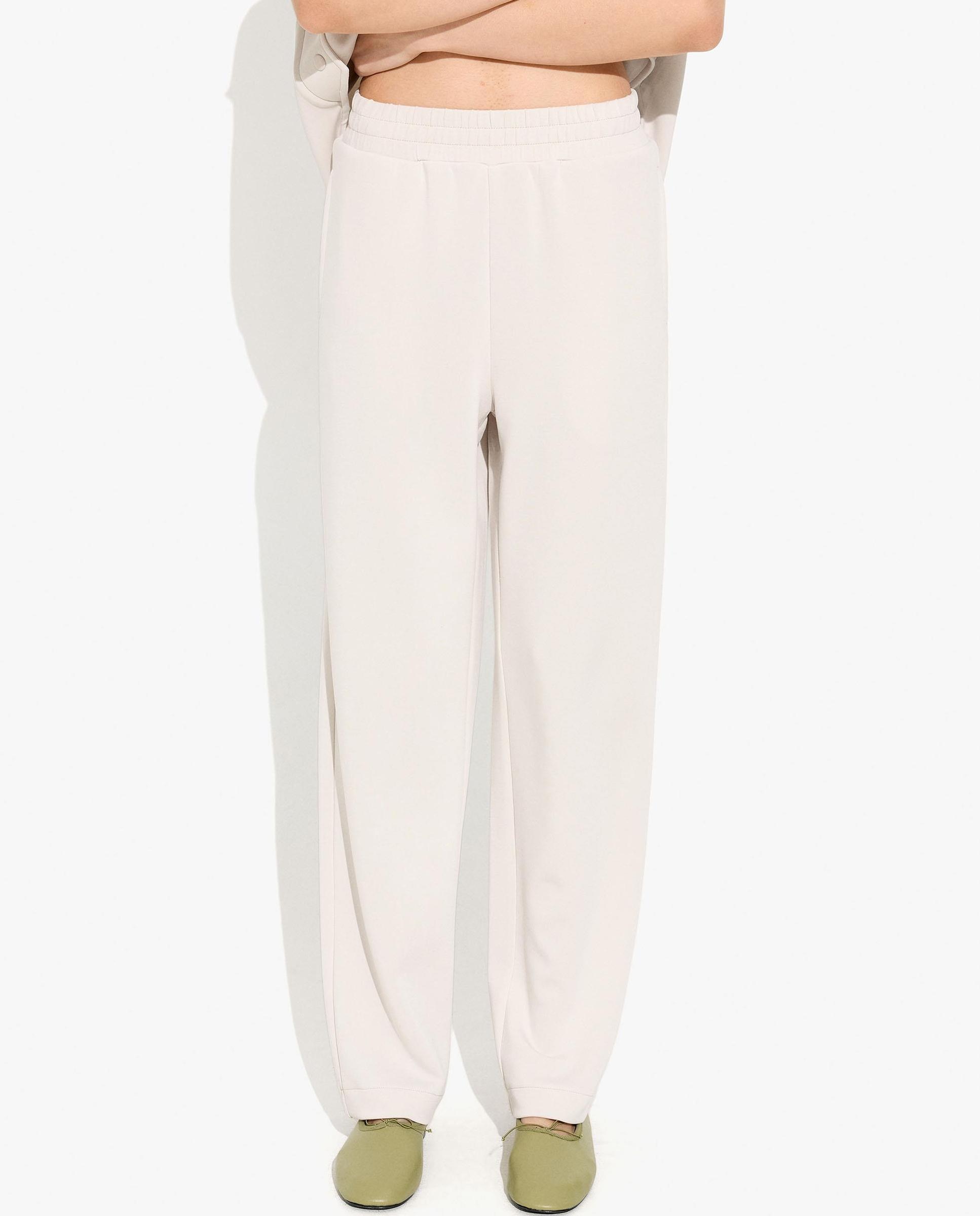 Pantalones anchos de mujer con cintura elástica en liso - Parfois - Blanco Blanco-5