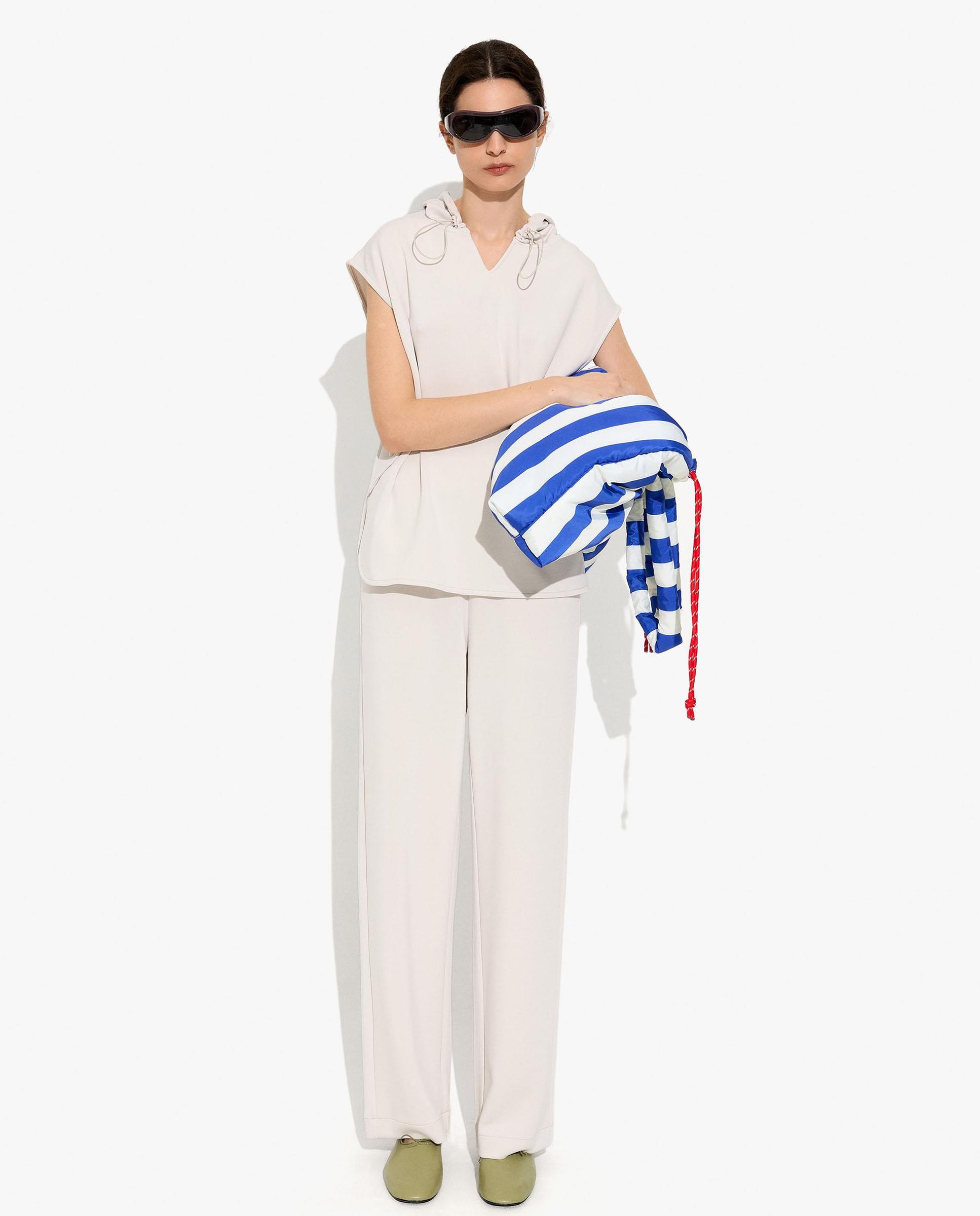 Pantalones anchos de mujer con cintura elástica en liso - Parfois - Blanco Blanco-2