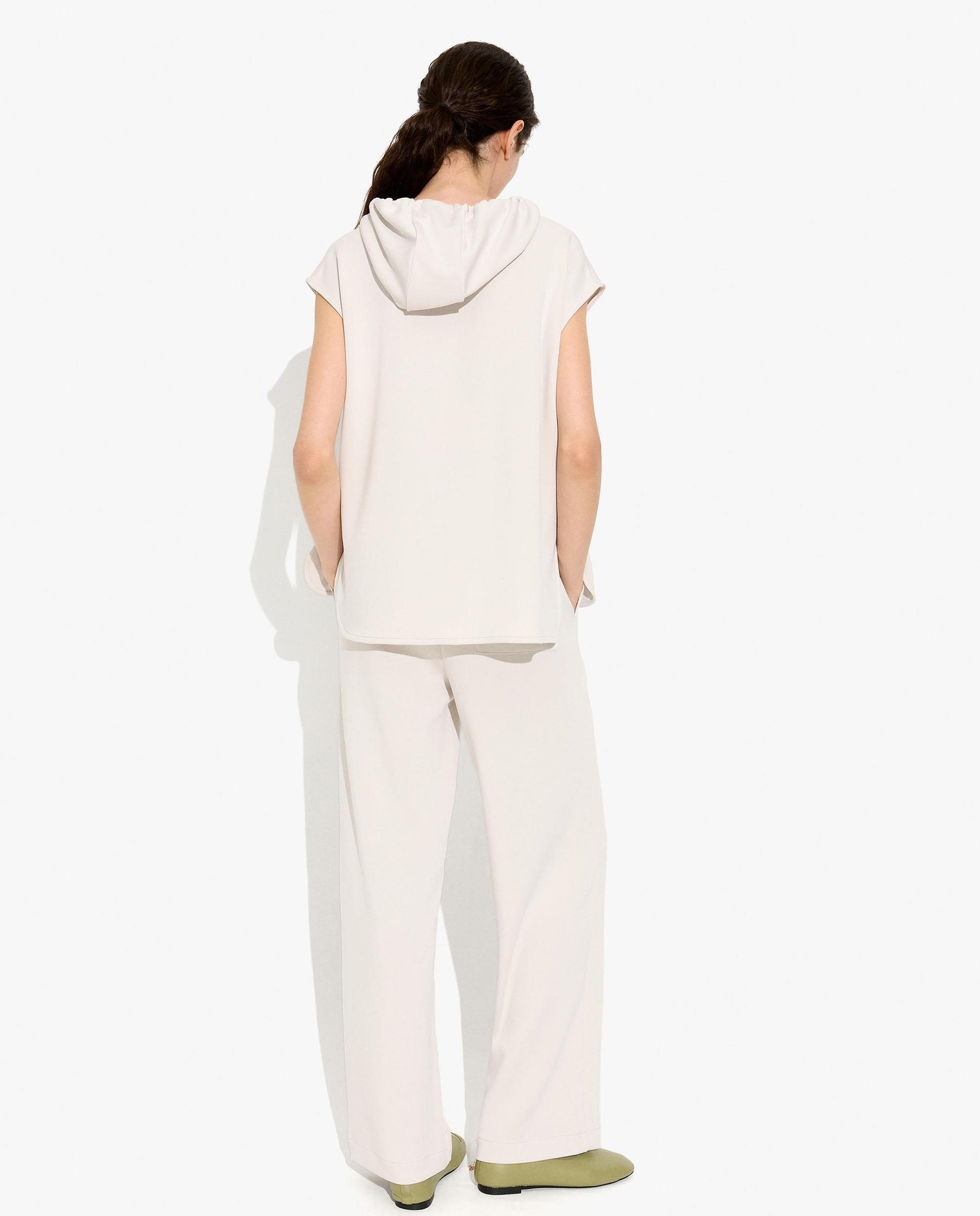 Pantalones anchos de mujer con cintura elástica en liso - Parfois - Blanco Blanco-4