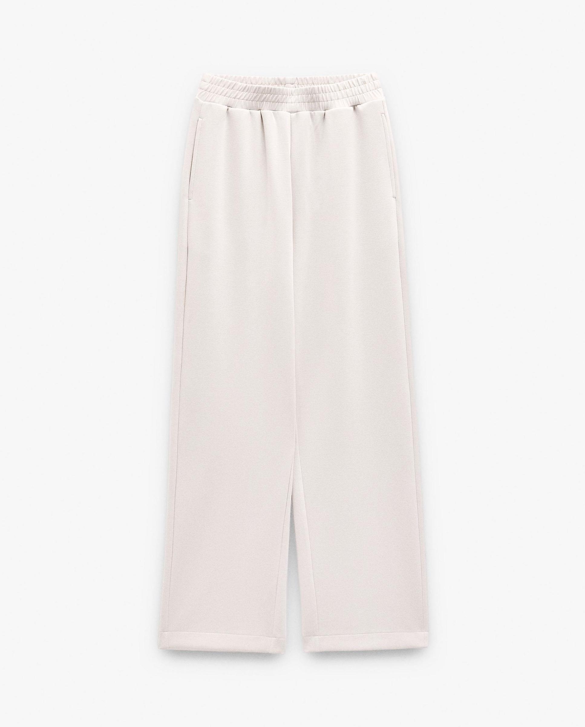 Pantalones anchos de mujer con cintura elástica en liso - Parfois - Blanco Blanco-6