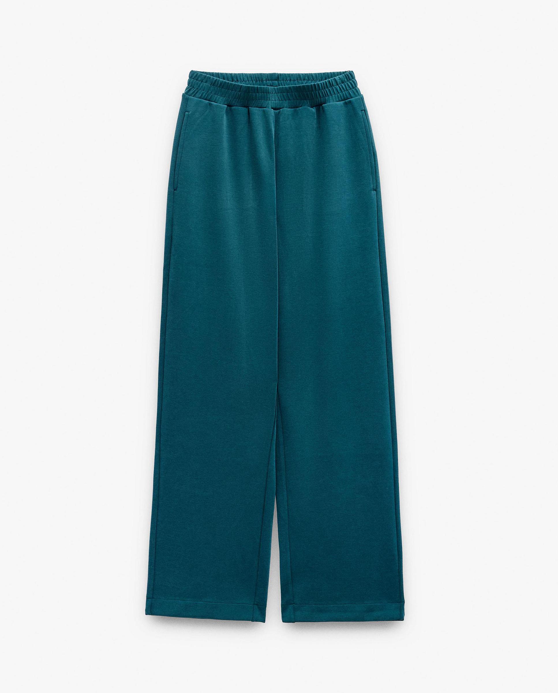 Pantalones anchos de mujer con cintura elástica en liso - Parfois - Azul Azul-7