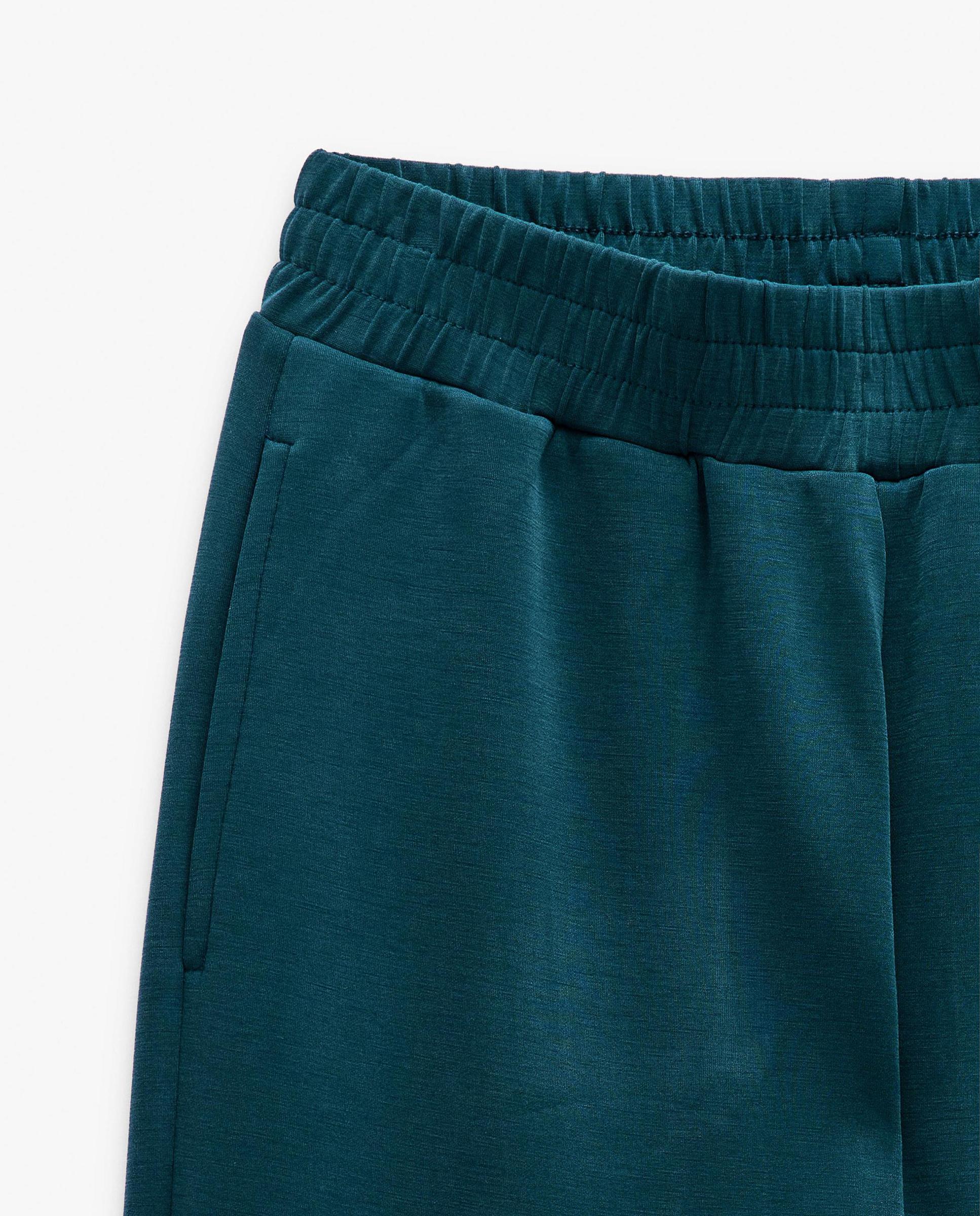 Pantalones anchos de mujer con cintura elástica en liso - Parfois - Azul Azul-6