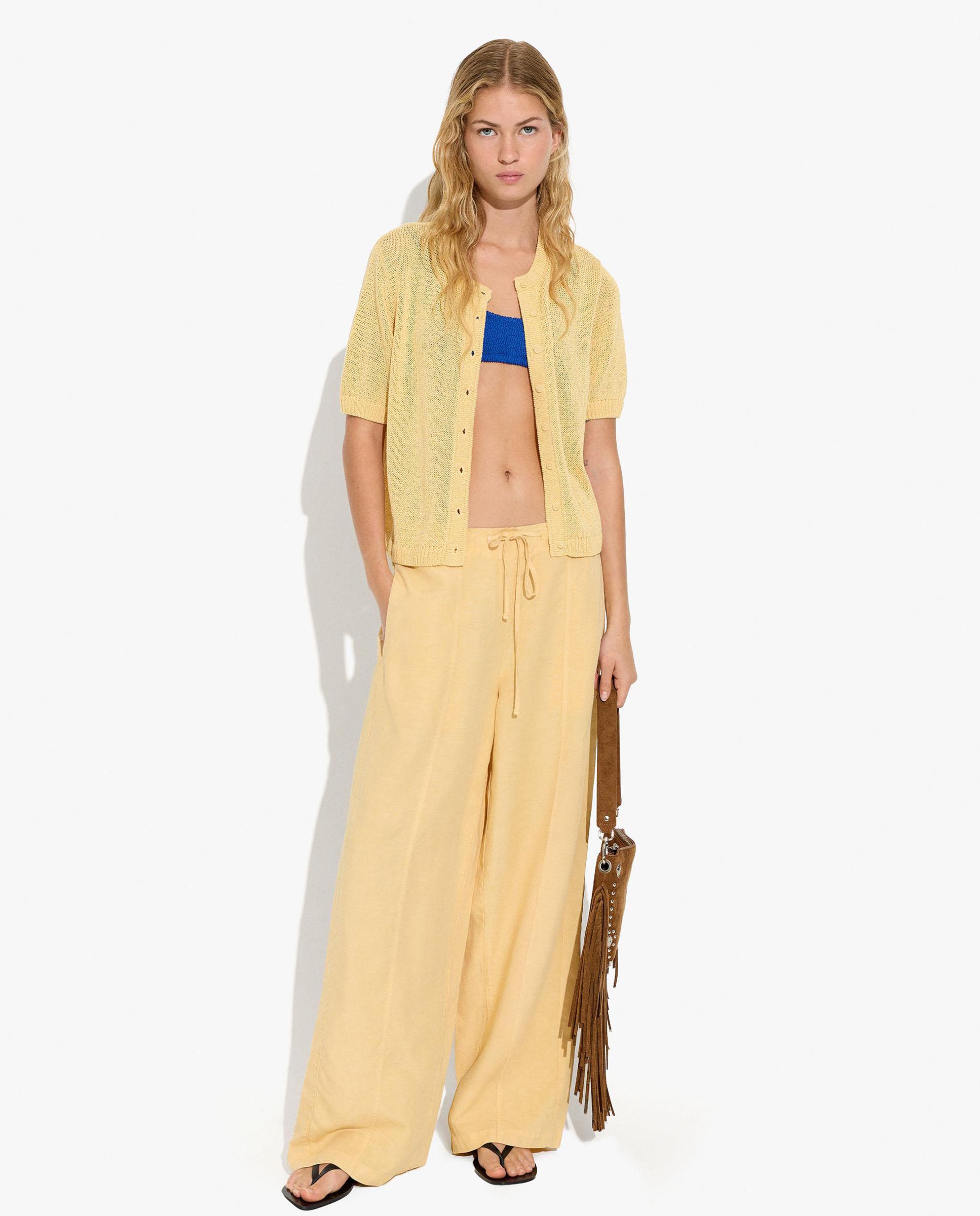 Cárdigan de mujer de punto con botones en liso - Parfois - Amarillo Amarillo-2