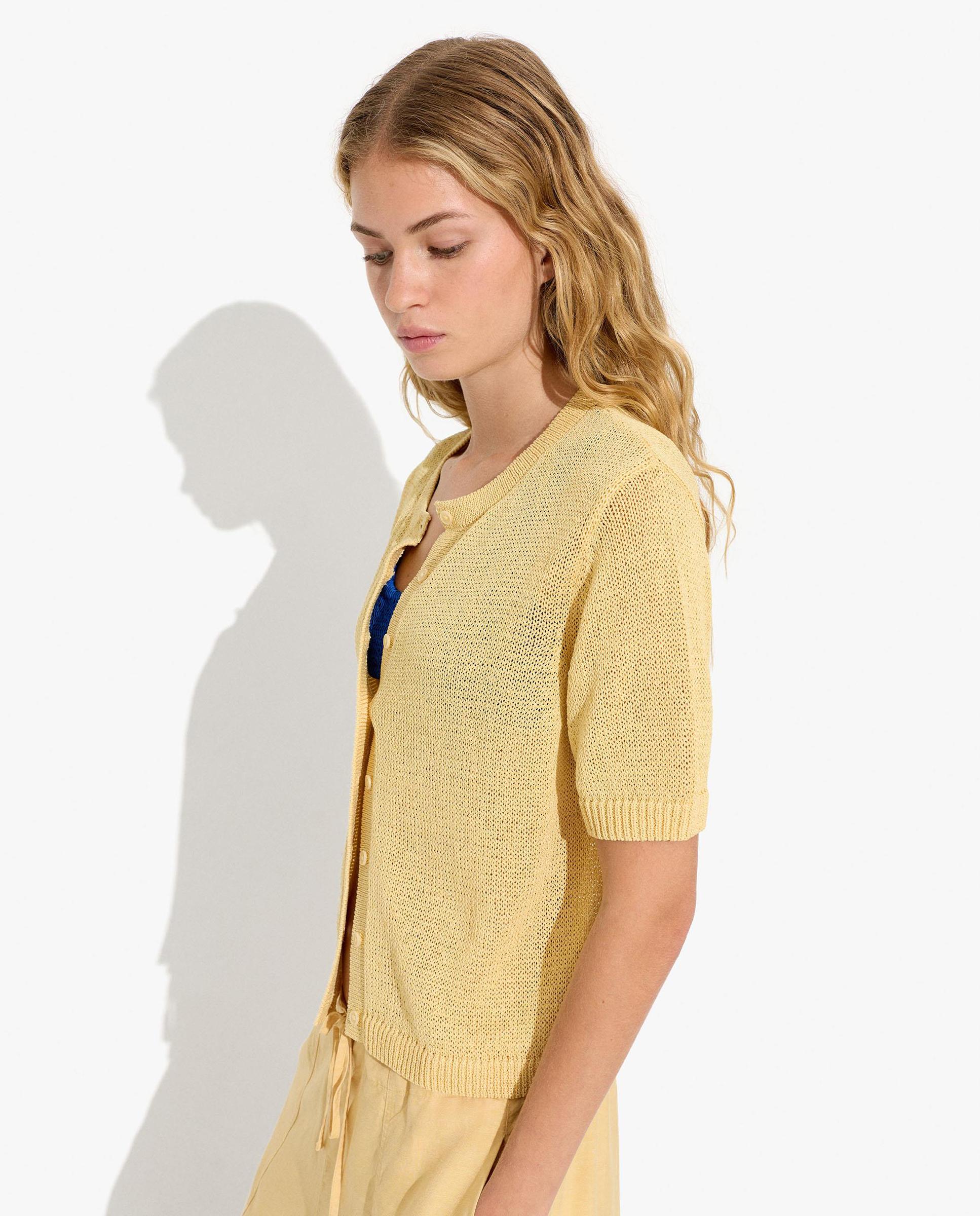 Cárdigan de mujer de punto con botones en liso - Parfois - Amarillo Amarillo-3