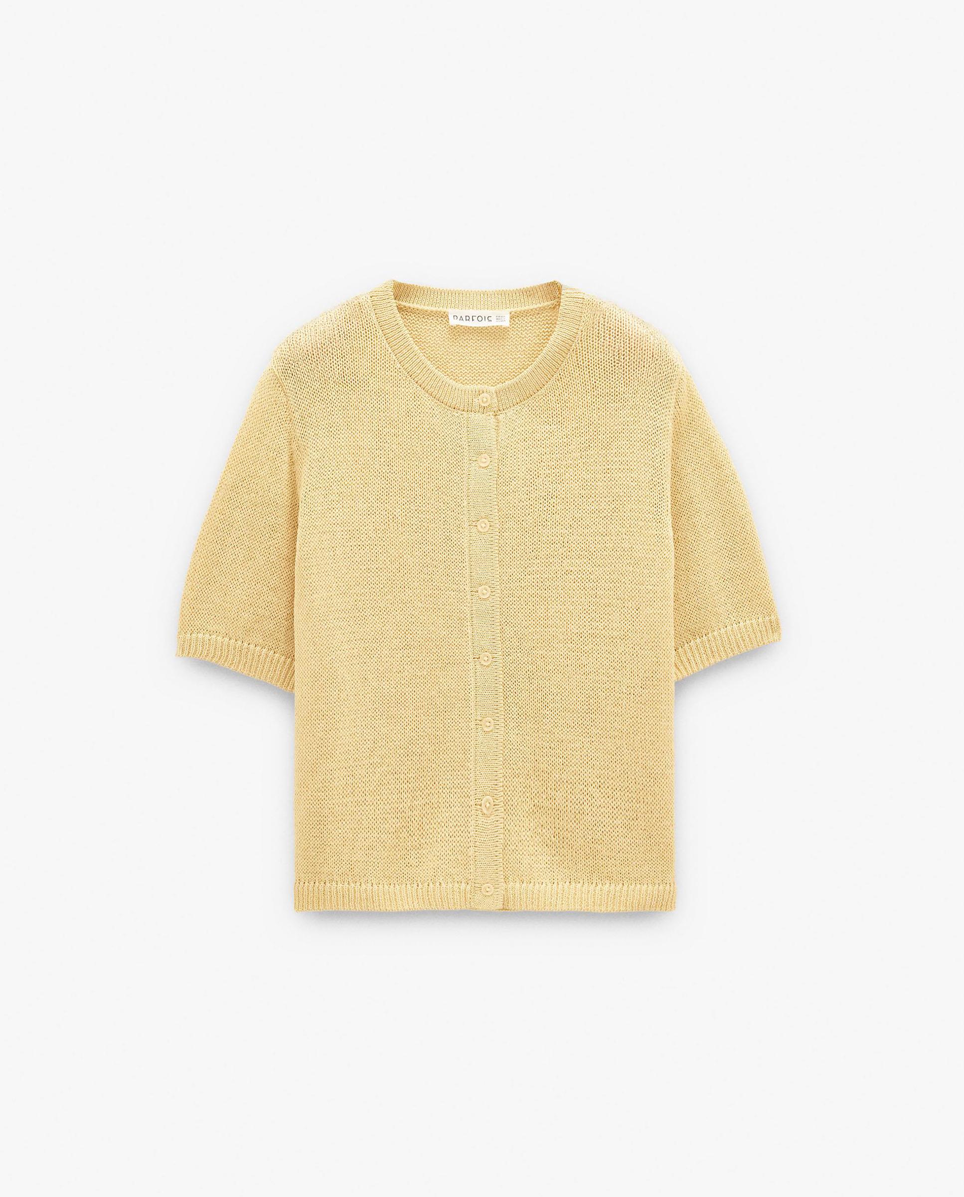 Cárdigan de mujer de punto con botones en liso - Parfois - Amarillo Amarillo-6