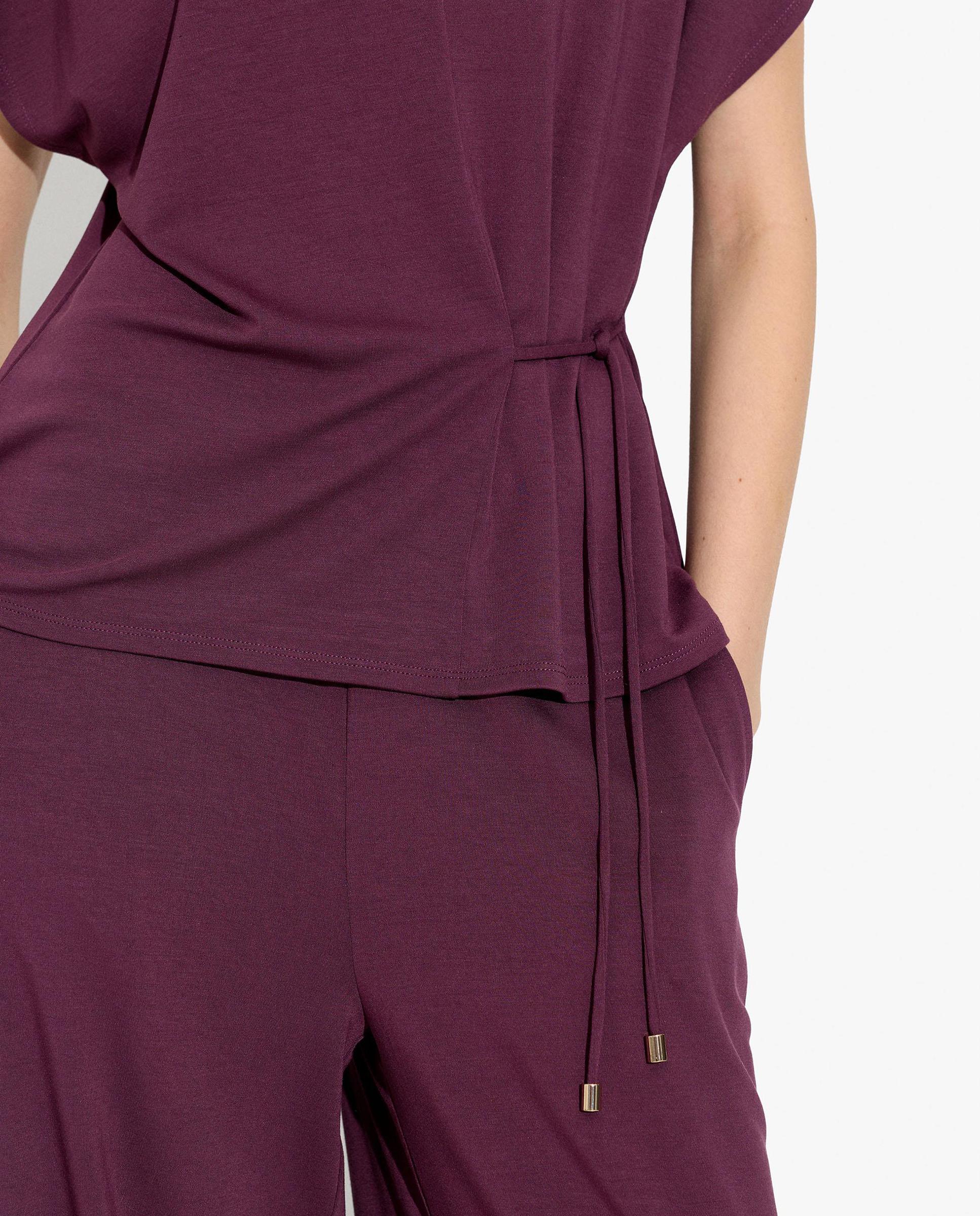 Camiseta de mujer de manga corta con fruncido lateral en liso - Parfois - Burdeos Burdeos-3