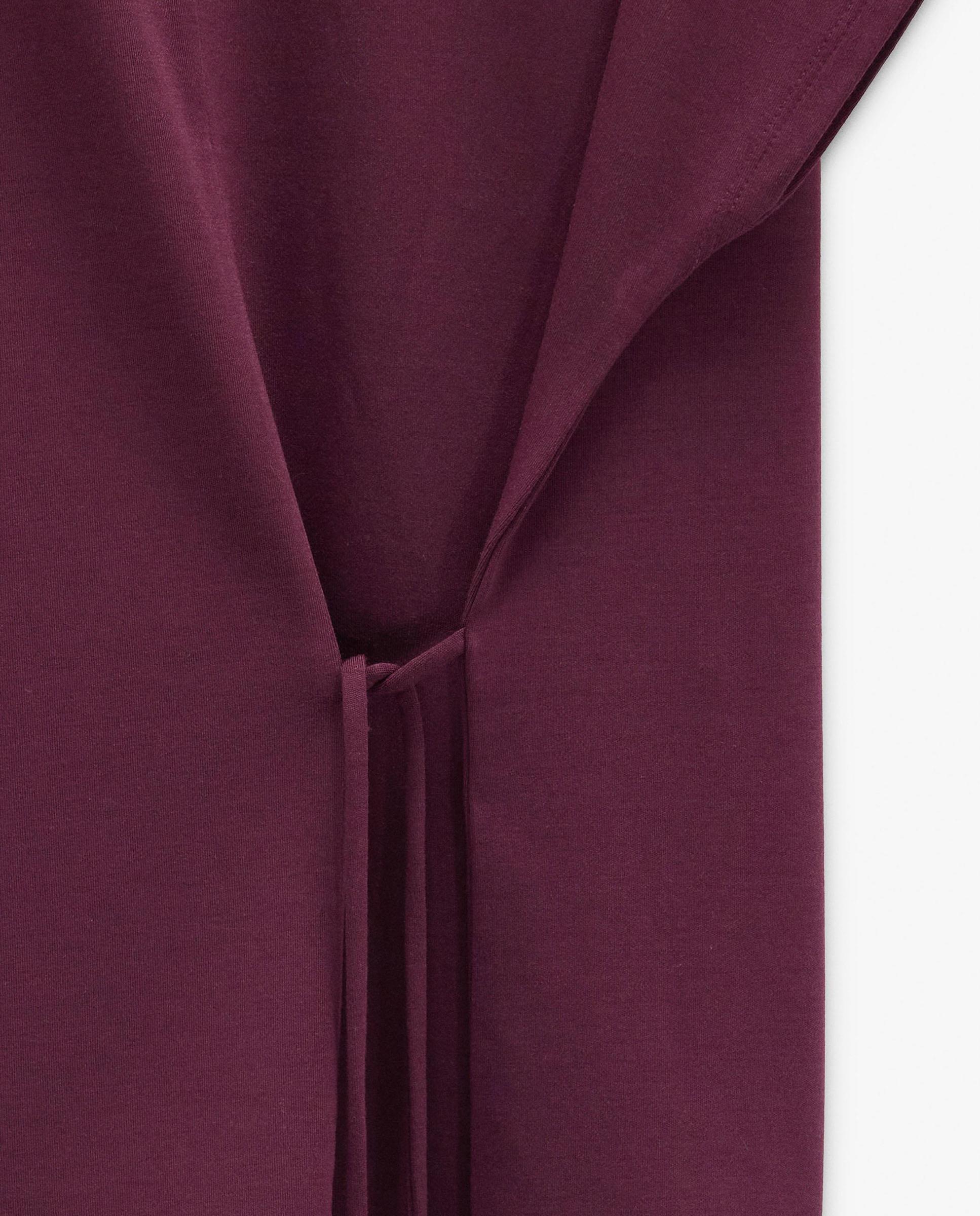 Camiseta de mujer de manga corta con fruncido lateral en liso - Parfois - Burdeos Burdeos-5