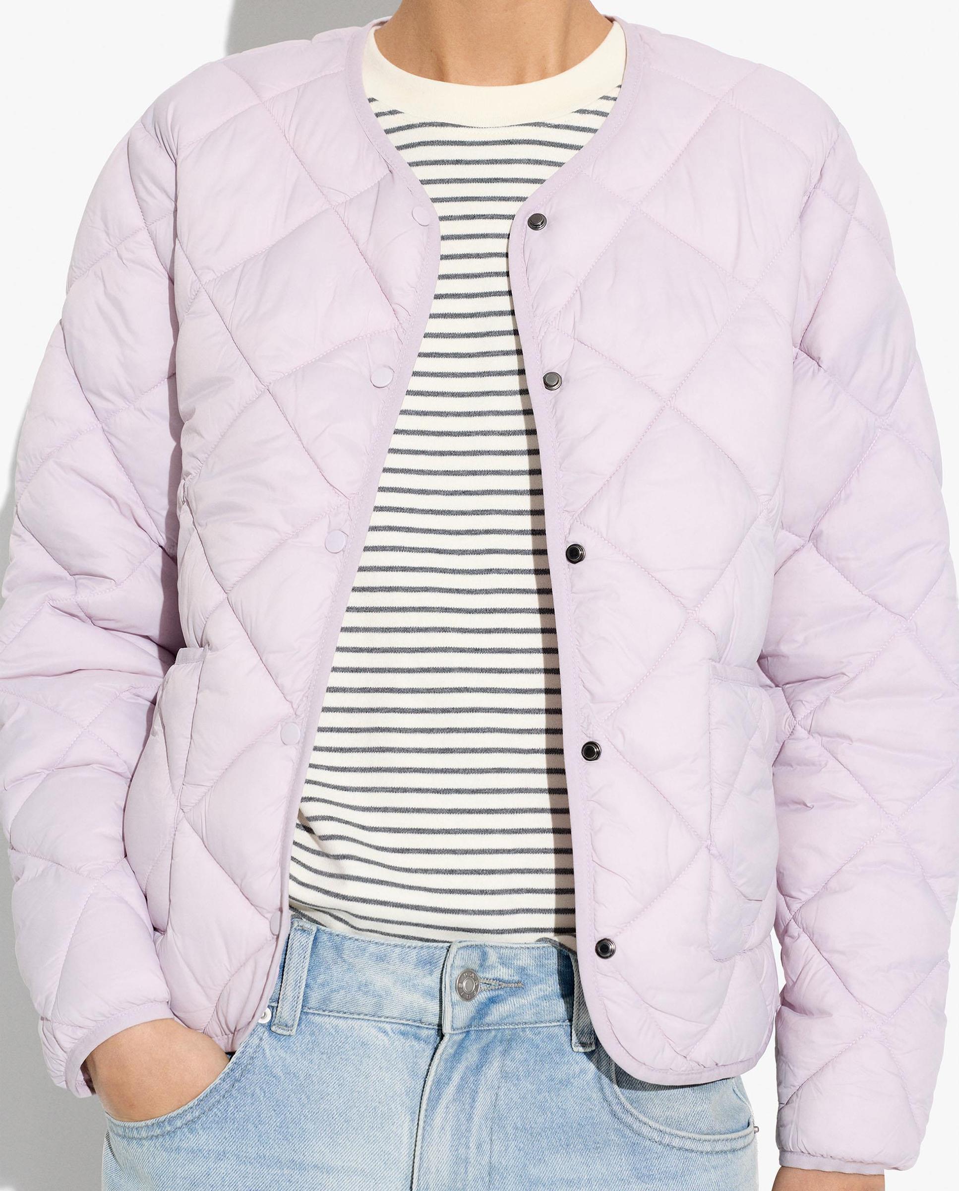 Chaqueta de mujer acolchada con cierre de botones en liso - Parfois - Lila Lila-2