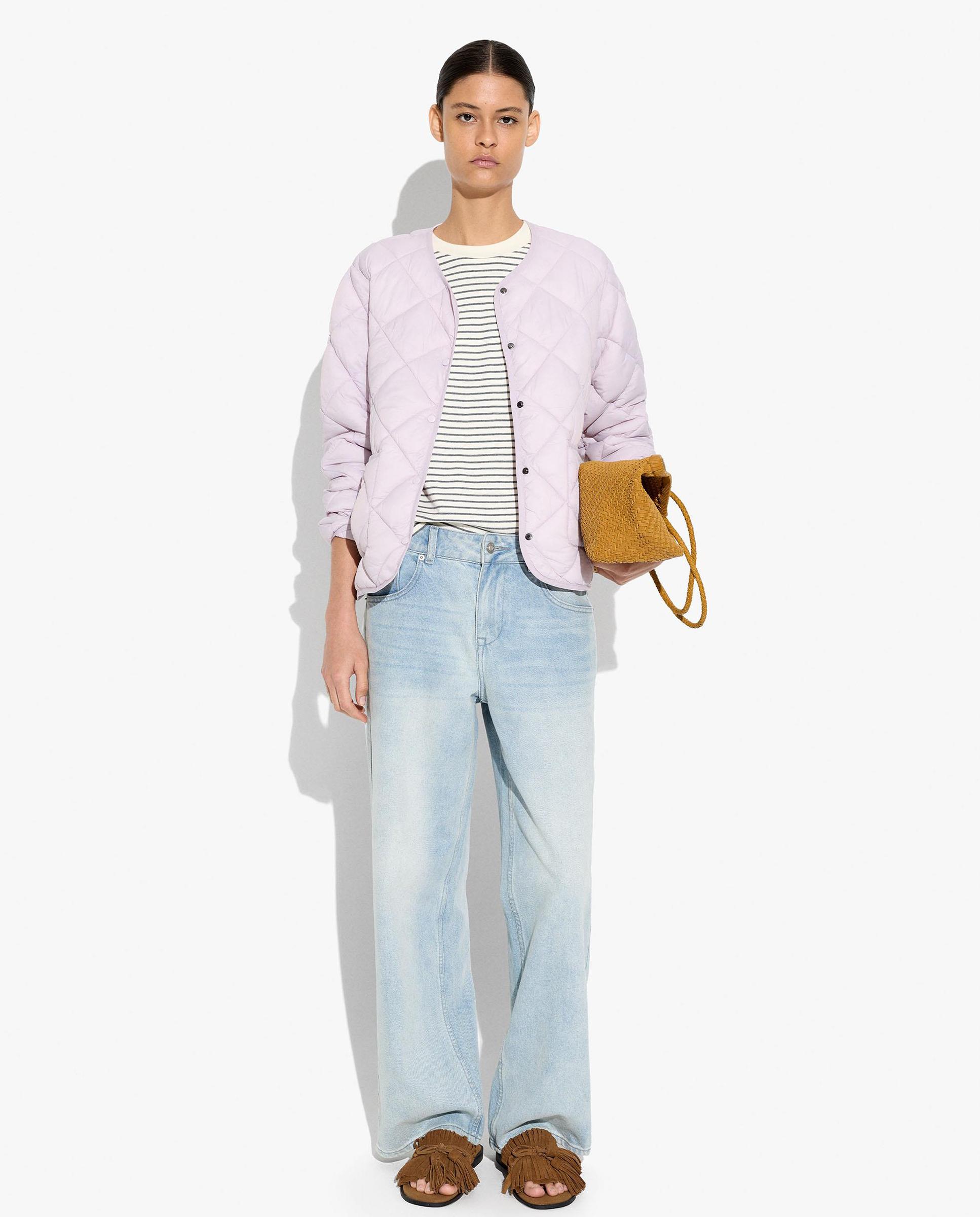 Chaqueta de mujer acolchada con cierre de botones en liso - Parfois - Lila Lila-3