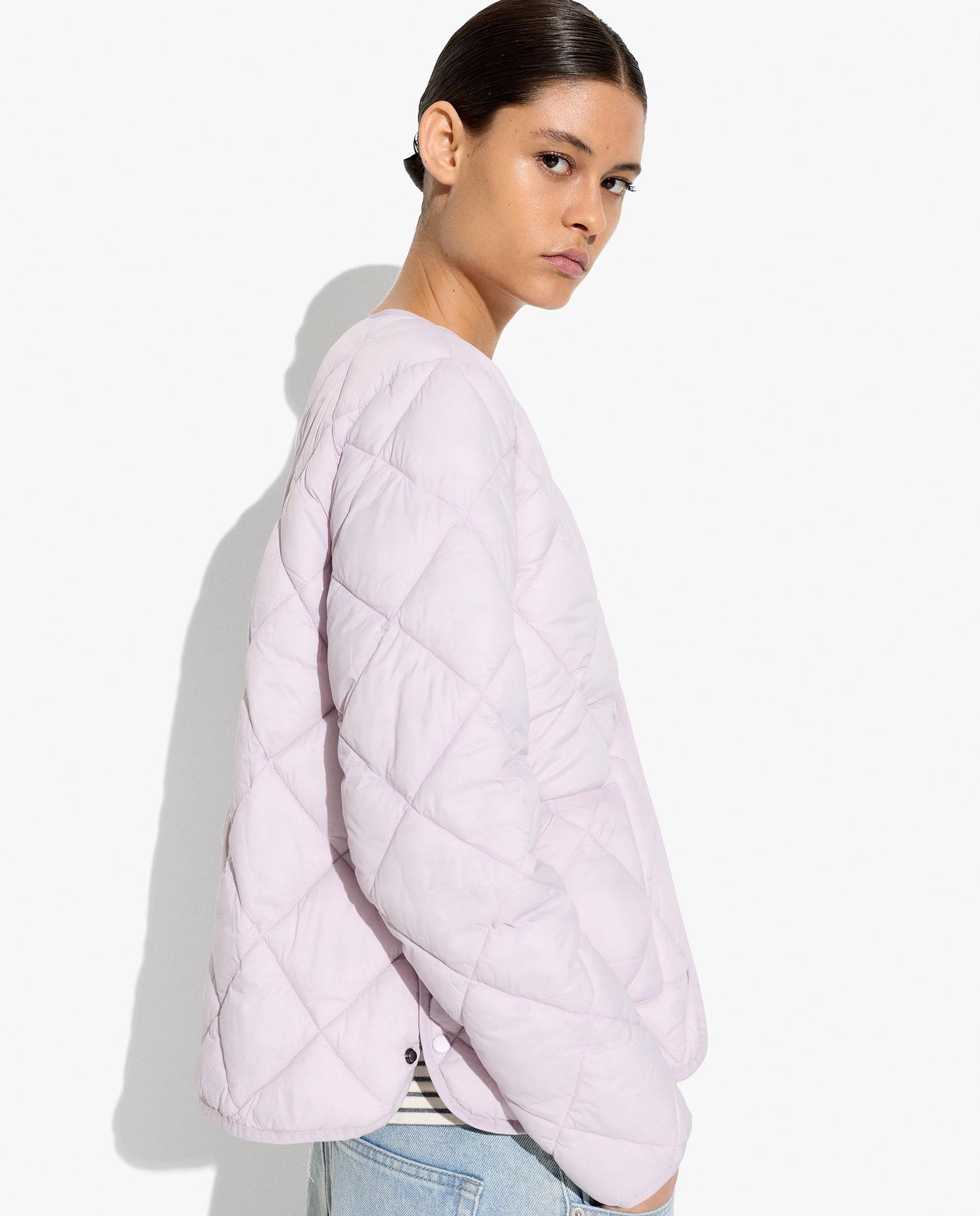 Chaqueta de mujer acolchada con cierre de botones en liso - Parfois - Lila Lila-4