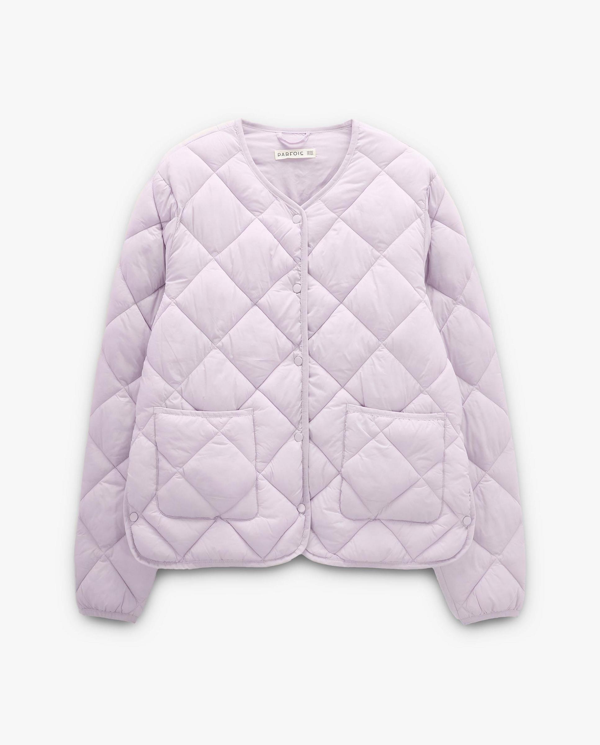 Chaqueta de mujer acolchada con cierre de botones en liso - Parfois - Lila Lila-7