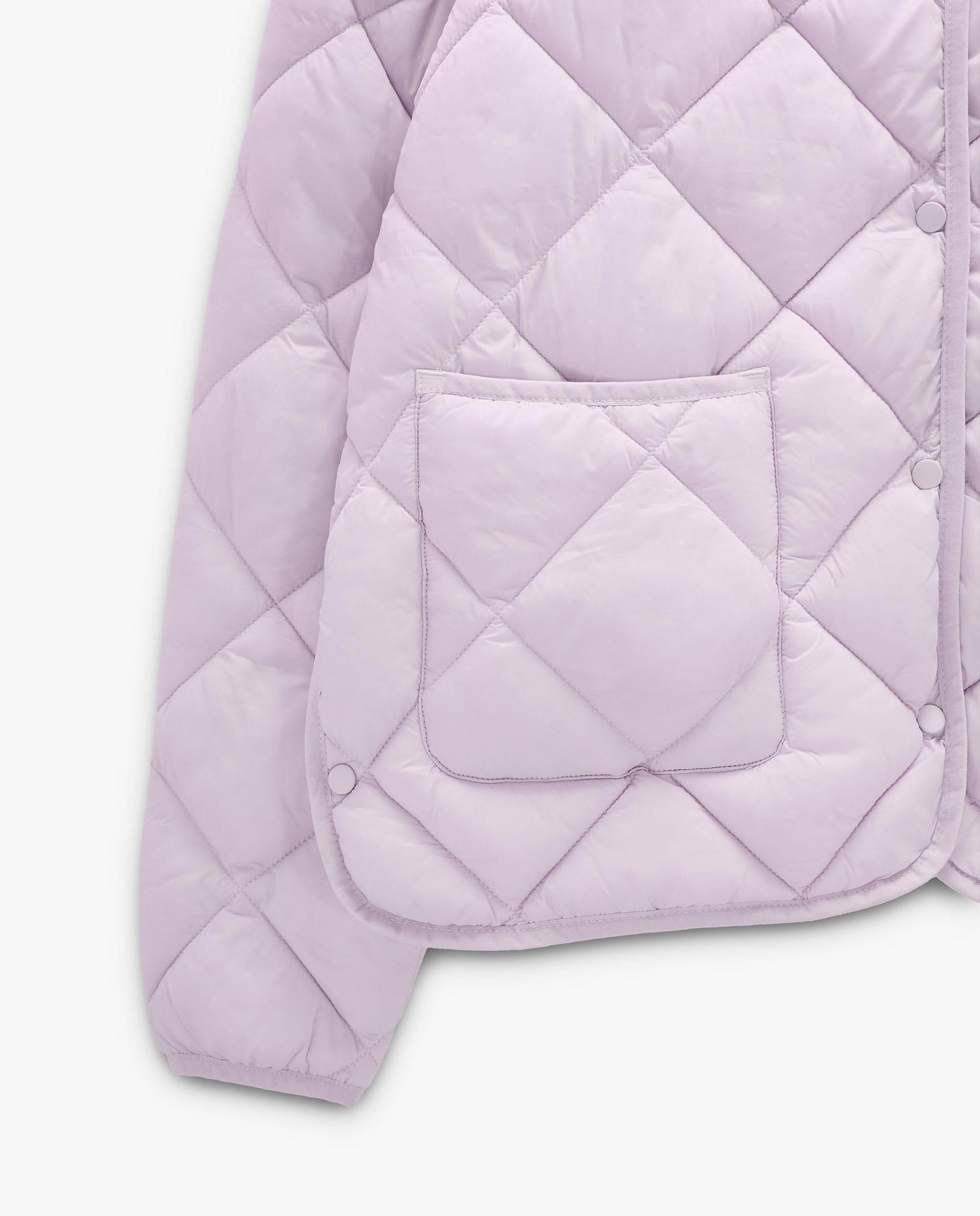 Chaqueta de mujer acolchada con cierre de botones en liso - Parfois - Lila Lila-6