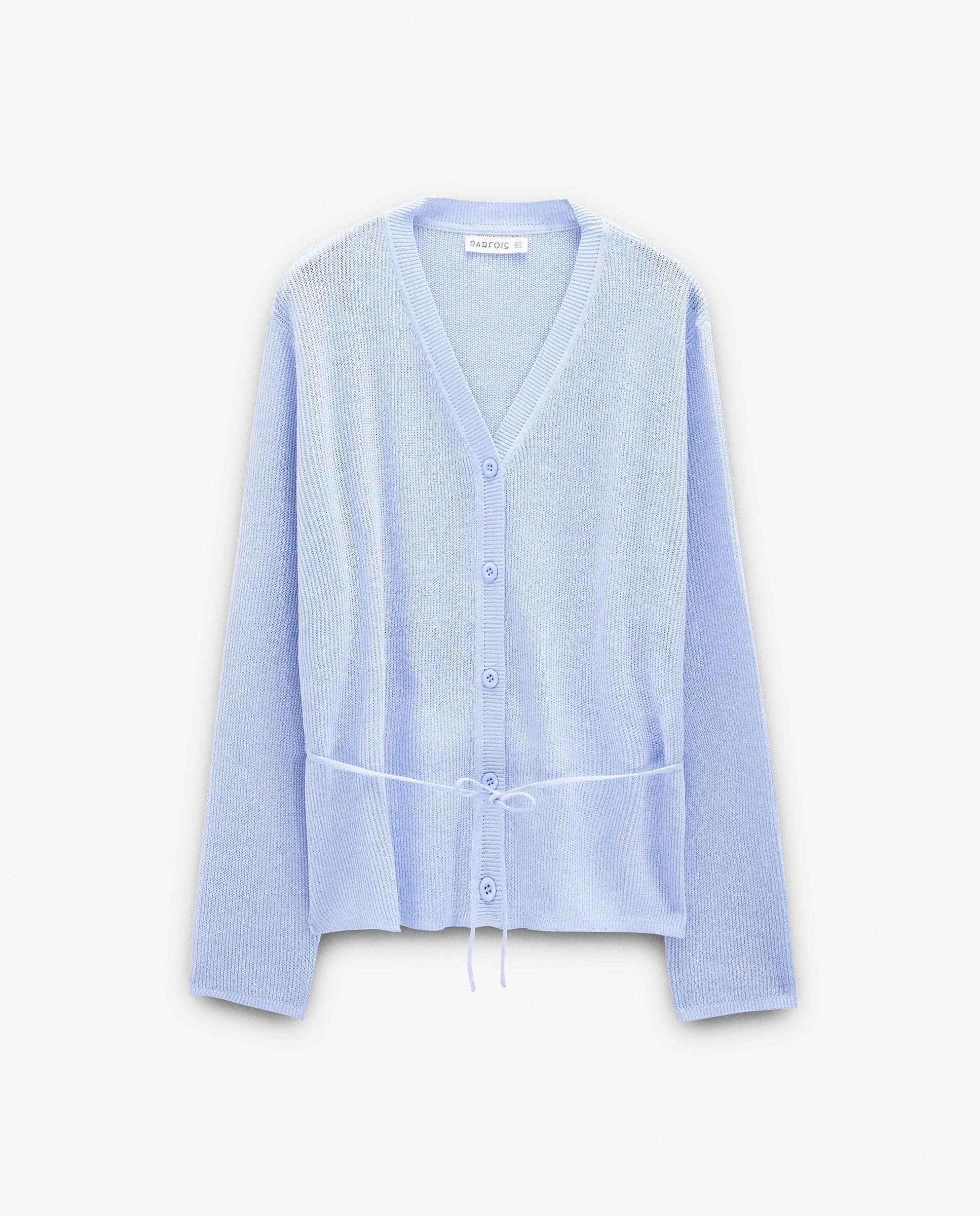 Cárdigan de mujer de punto de manga larga con botones - Parfois - Azul Azul-7