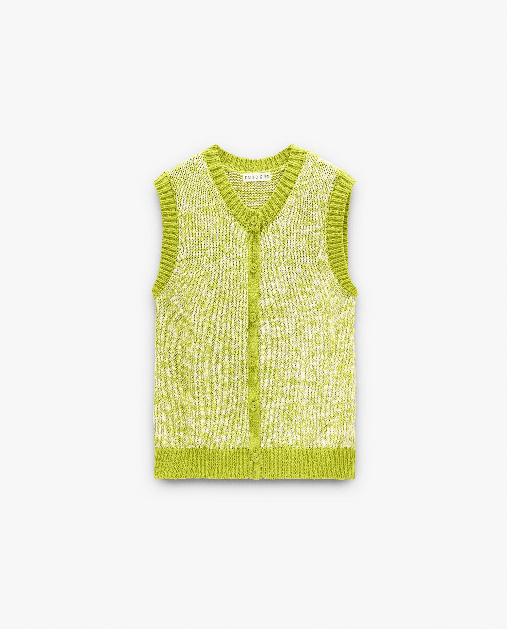 Chaleco de mujer de punto con botones - Parfois - Verde Verde-6