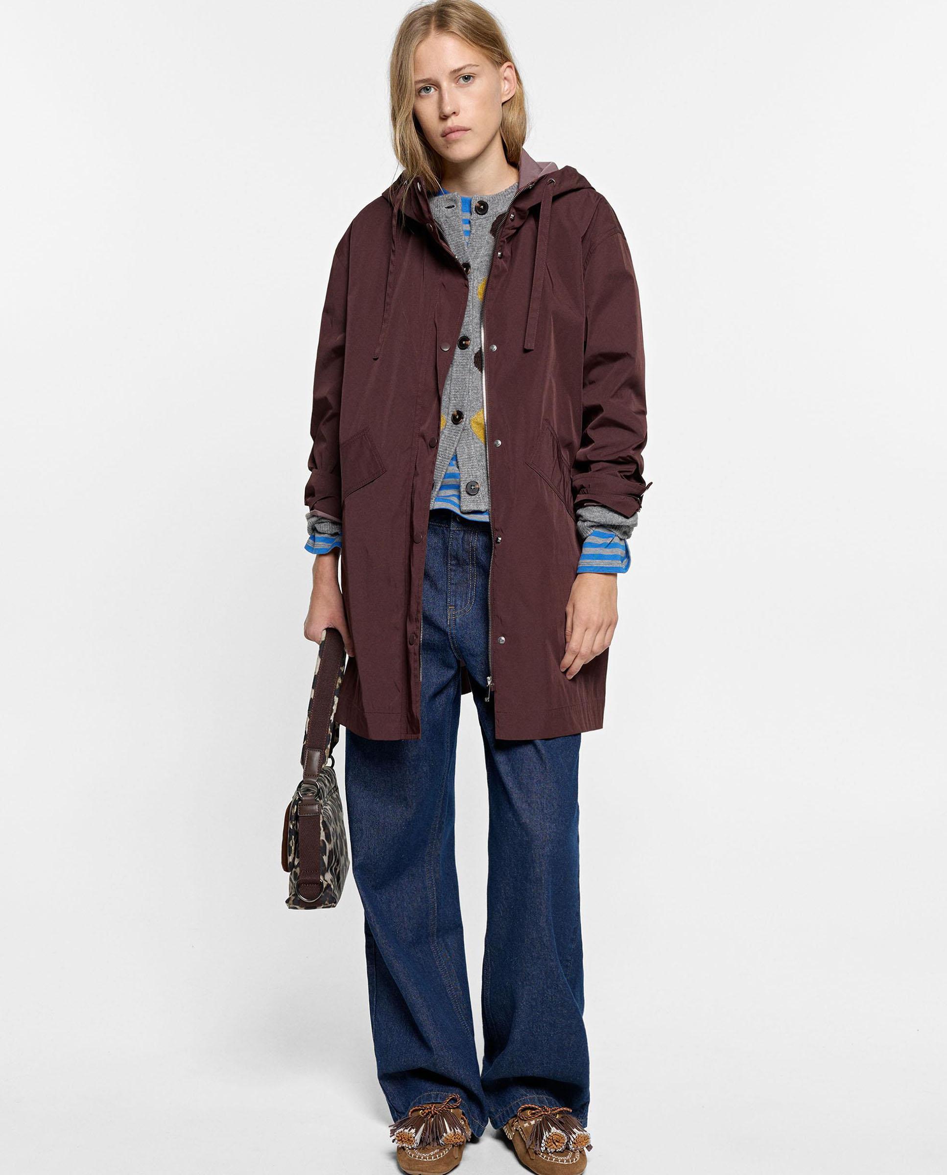 Parka de mujer con capucha en liso - Parfois - Marrón oscuro Marrón oscuro-1