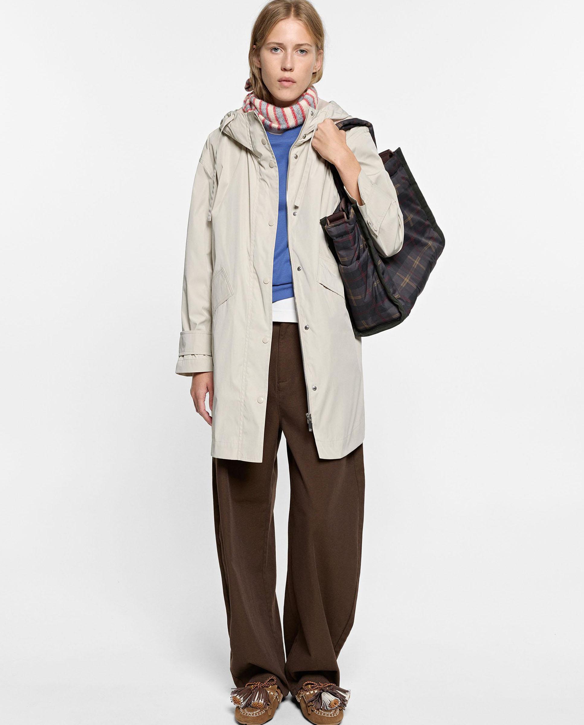 Parka de mujer con capucha en liso - Parfois - Crudo Crudo-1