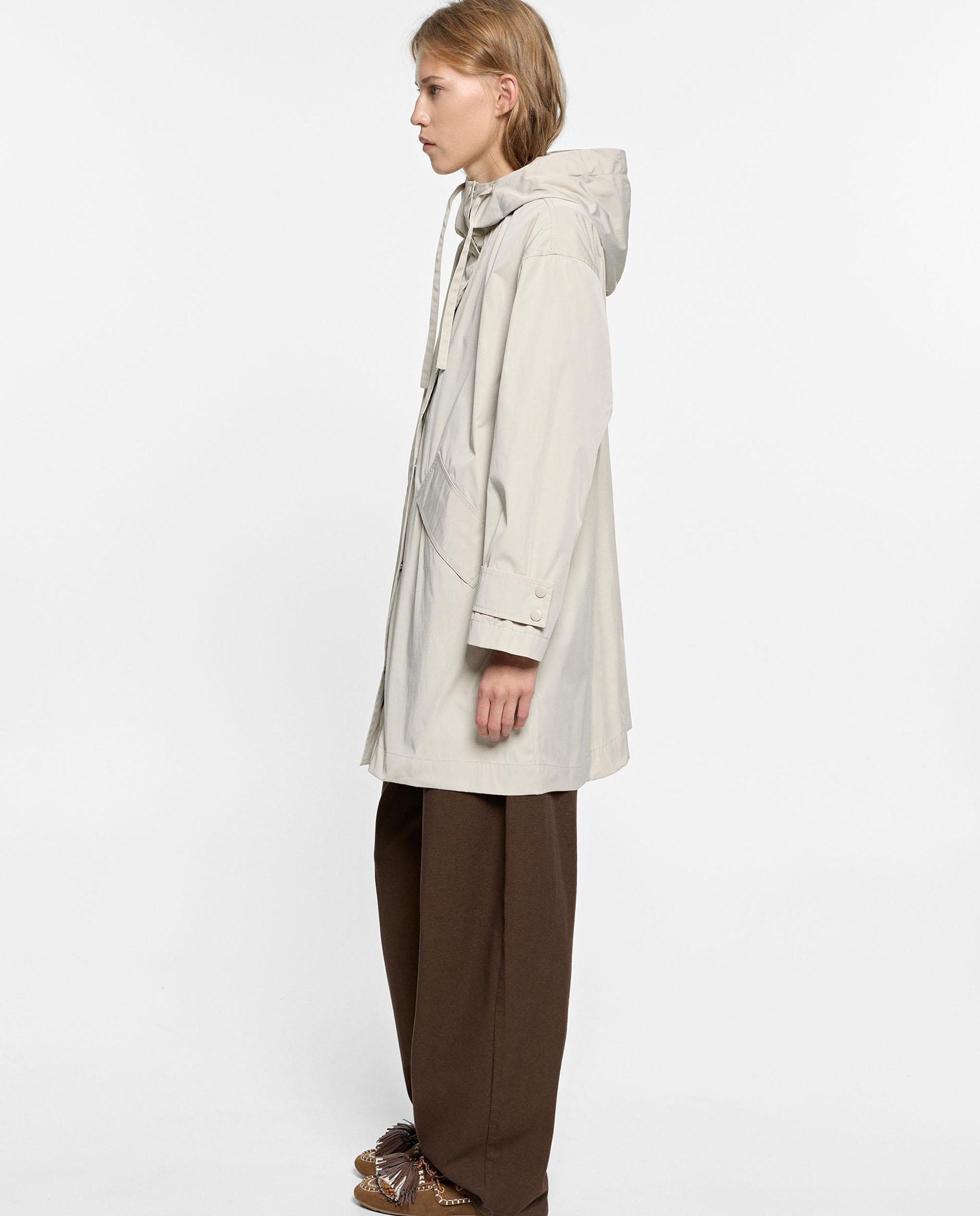 Parka de mujer con capucha en liso - Parfois - Crudo Crudo-3