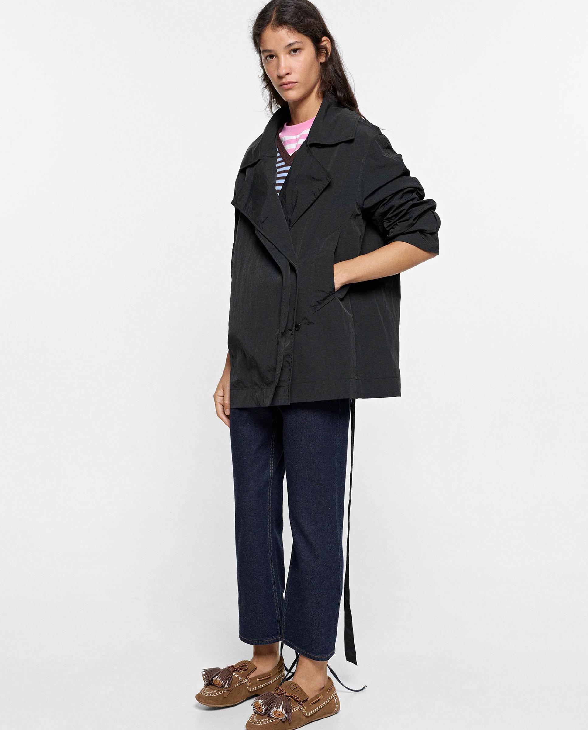 Parka de mujer con cierre de botones en liso - Parfois - Negro Negro-3