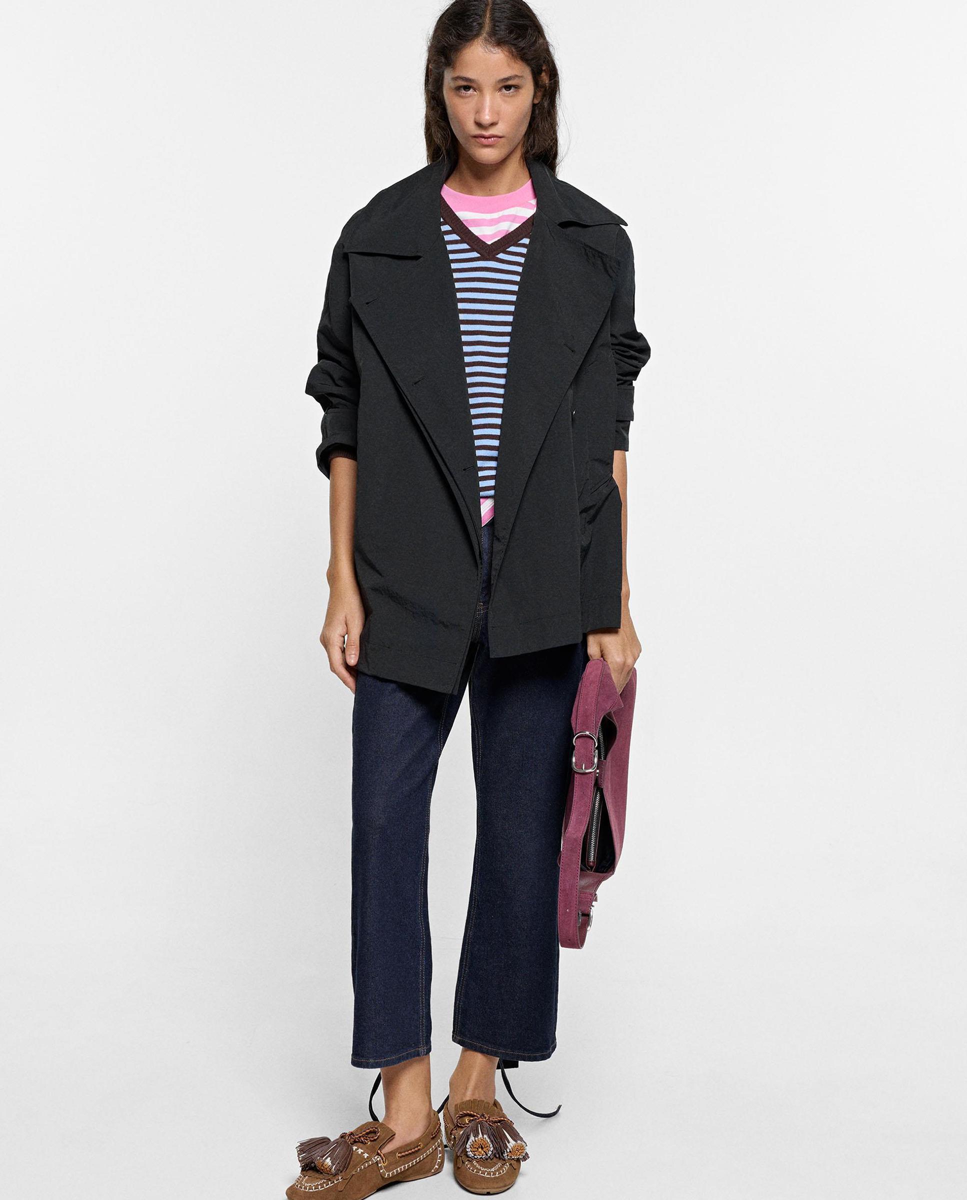Parka de mujer con cierre de botones en liso - Parfois - Negro Negro-6