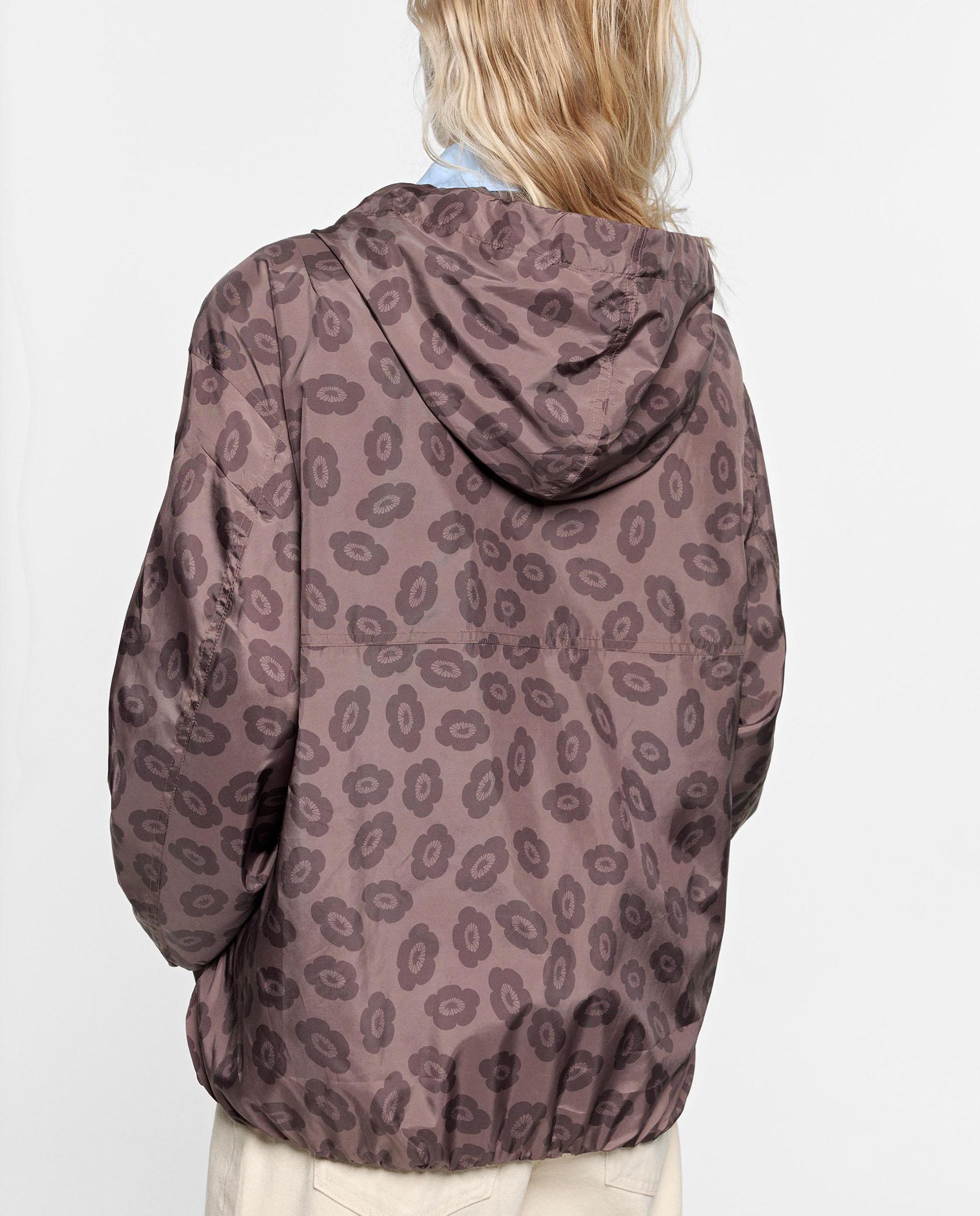 Chaqueta de mujer con capucha ajustable con estampado floral - Parfois - Marrón oscuro Marrón oscuro-4
