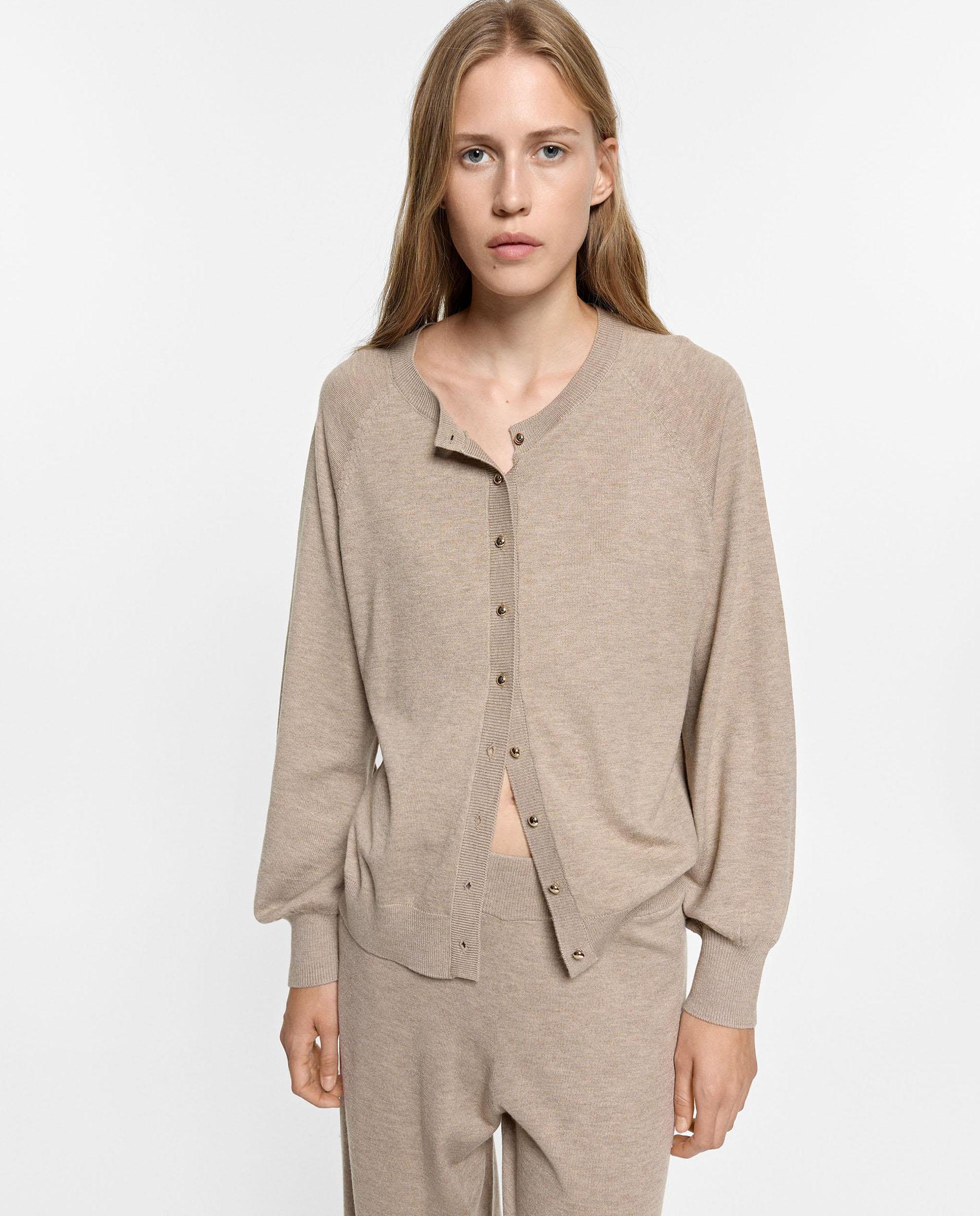 Cárdigan de mujer de punto en liso - Parfois - Beige Beige-1