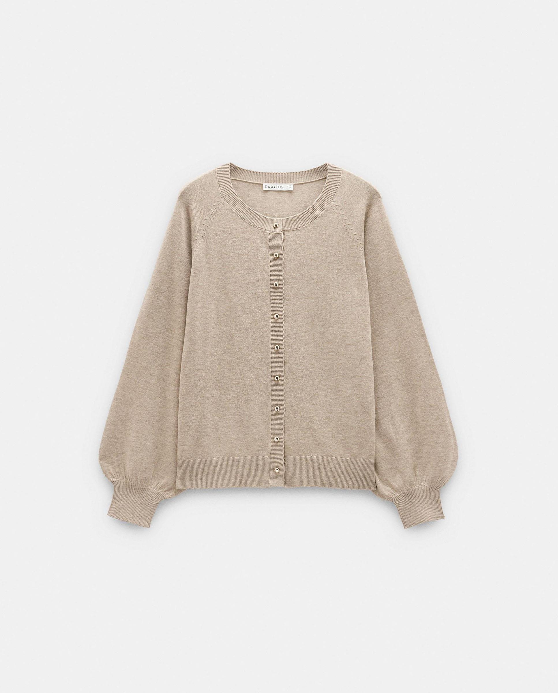 Cárdigan de mujer de punto en liso - Parfois - Beige Beige-6