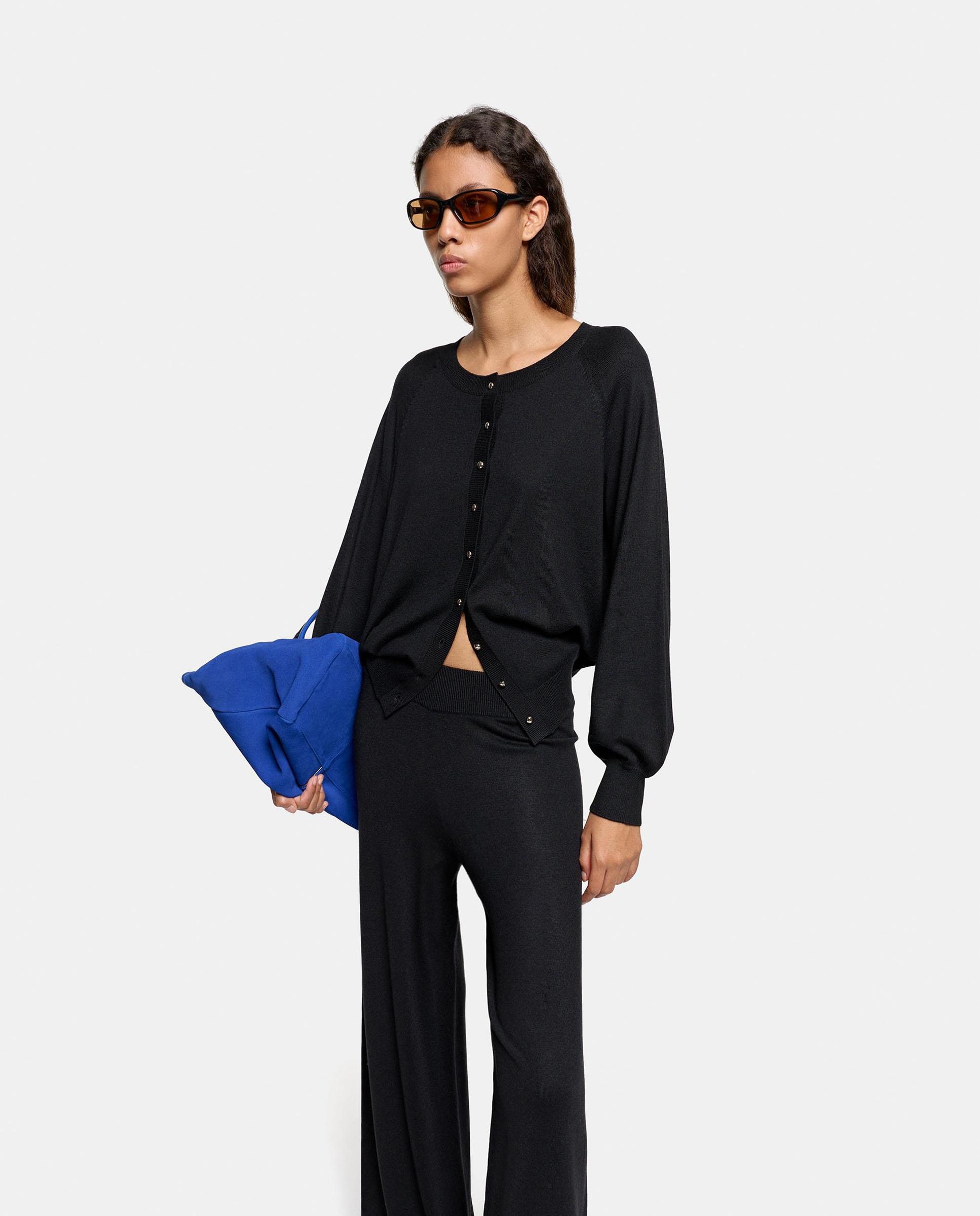 Cárdigan de mujer de punto con mangas abullonadas - Parfois - Negro Negro-1
