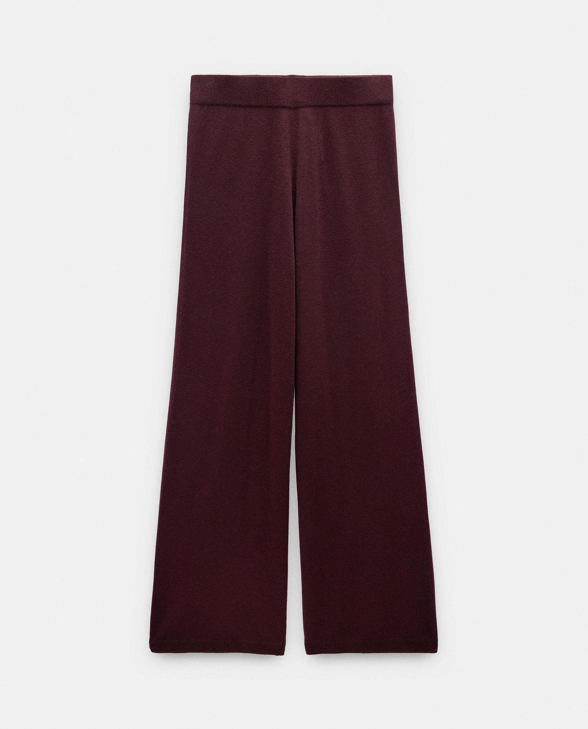 Pantalones rectos de mujer de punto con cintura elástica en liso - Parfois - Burdeos Burdeos-6