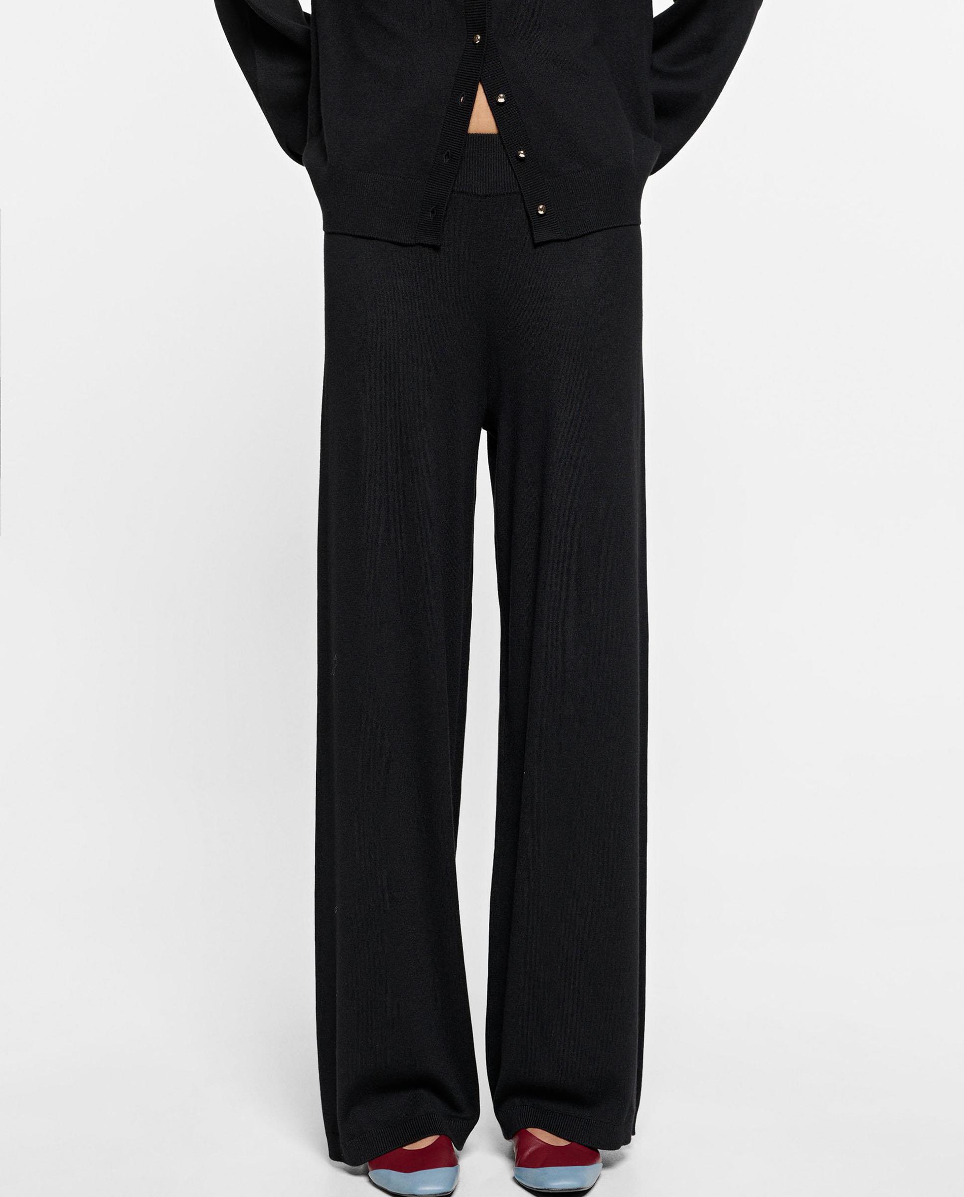Pantalones rectos de mujer con cintura elástica en liso - Parfois - Negro Negro-2