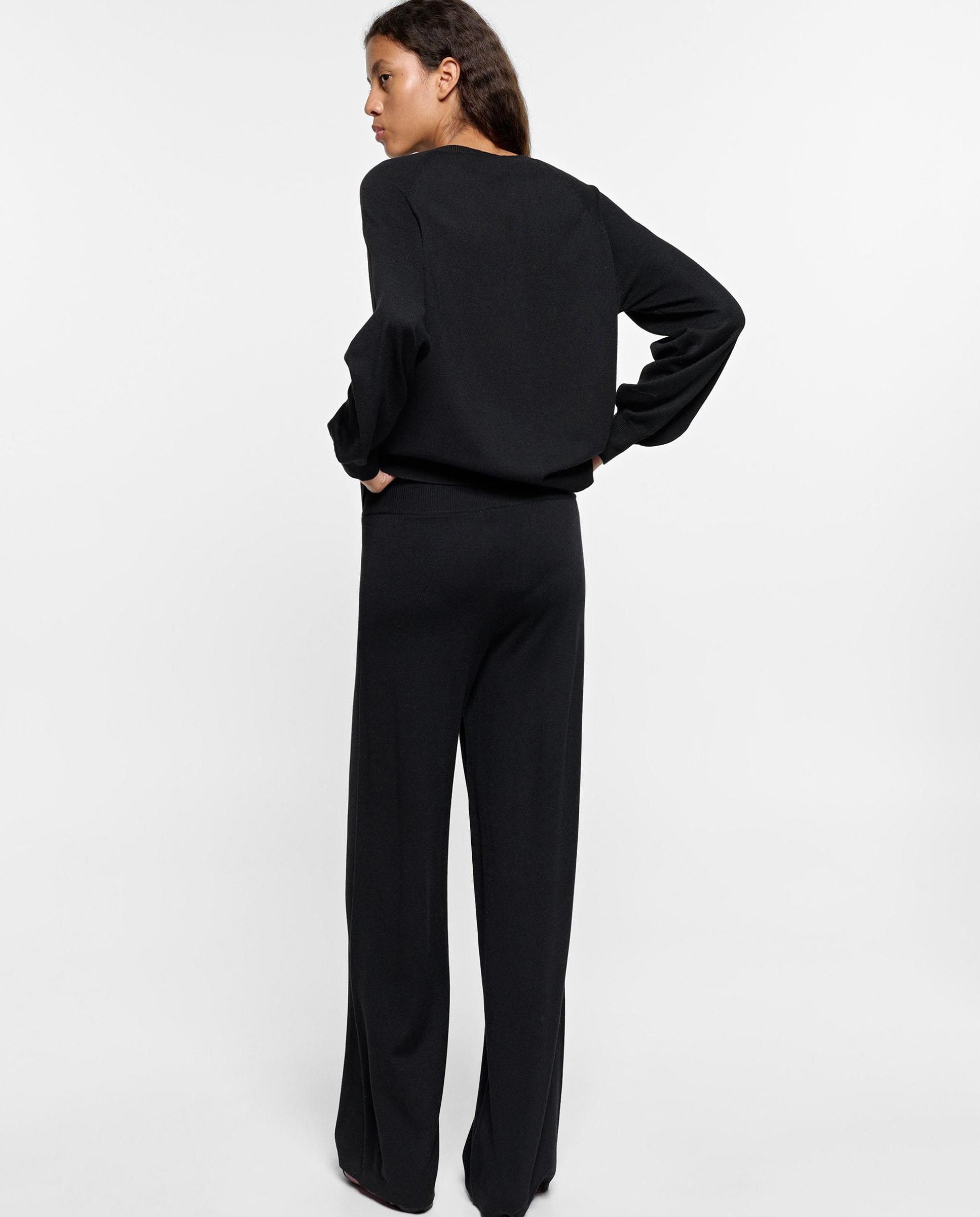 Pantalones rectos de mujer con cintura elástica en liso - Parfois - Negro Negro-4